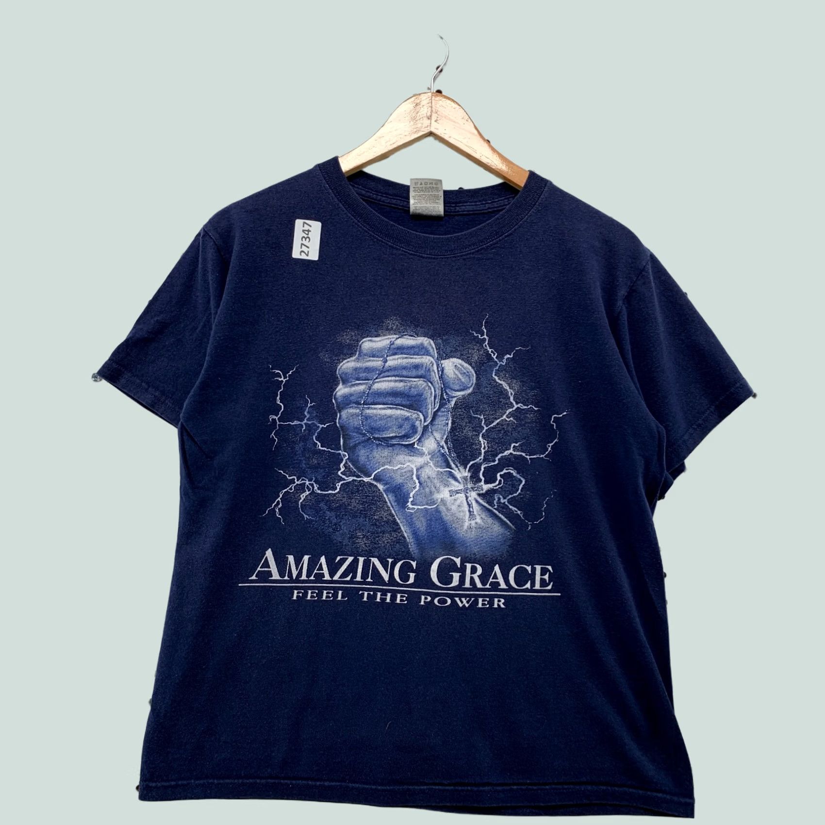 Fruit Of The Loom VINTAGE Amazing Grace Fell The Power Shirt bLue Lighting Fist Mens Small Shirt Size US S / EU 44-46 / 1 - 1 Thumbnail