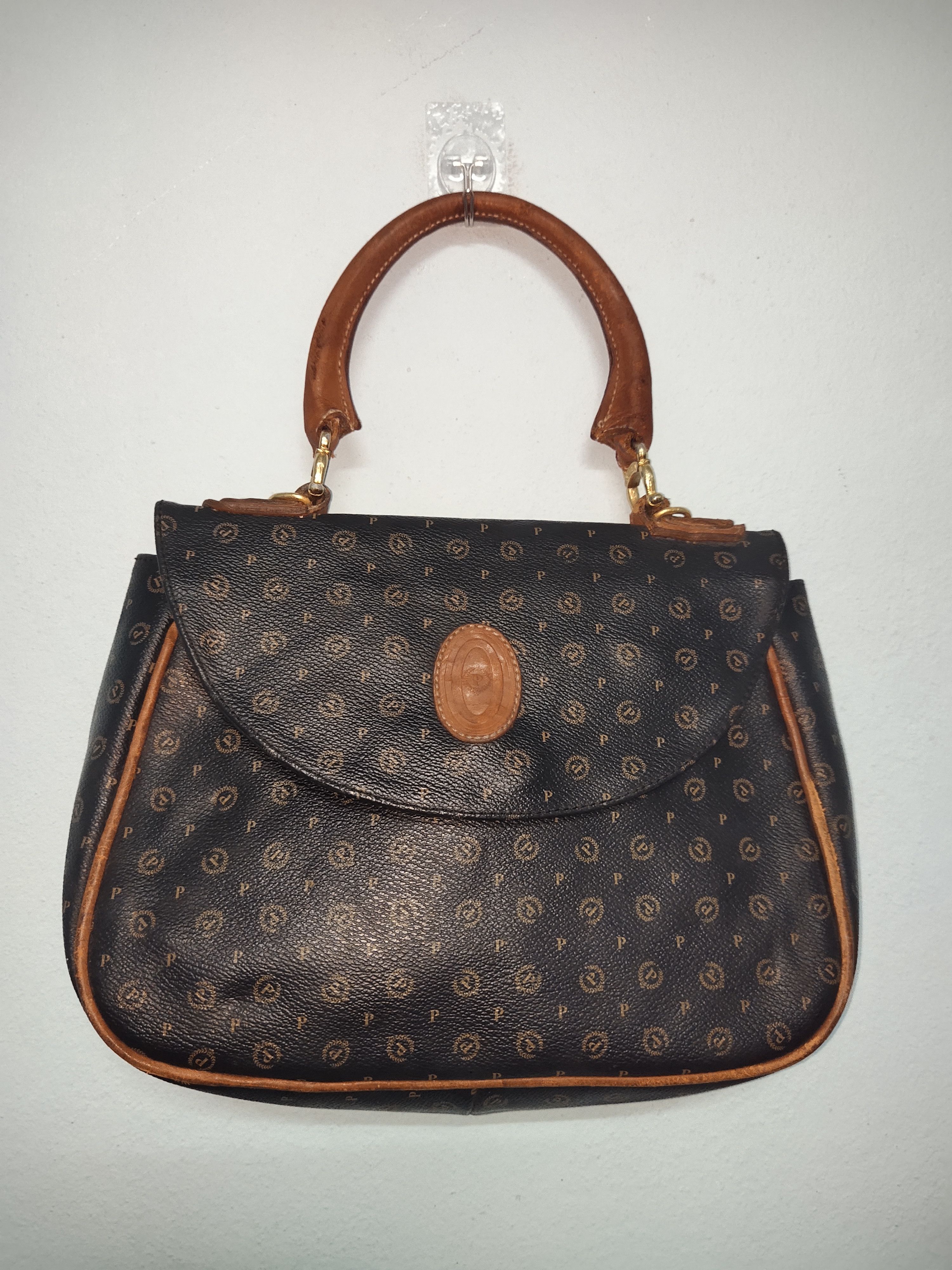 Leather × Pollini Pollini Monogram Leather Handle Bag Size ONE SIZE - 1 Thumbnail