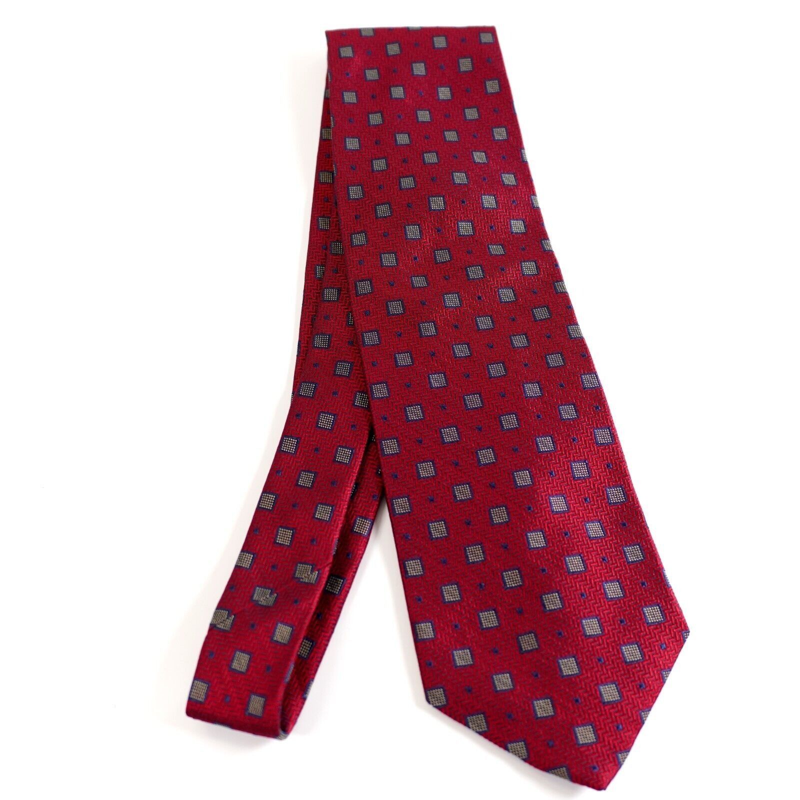 Jos. A. Bank Jos A Bank Red Geometric Houndstooth Woven Short Wide Silk T Size ONE SIZE - 6 Thumbnail