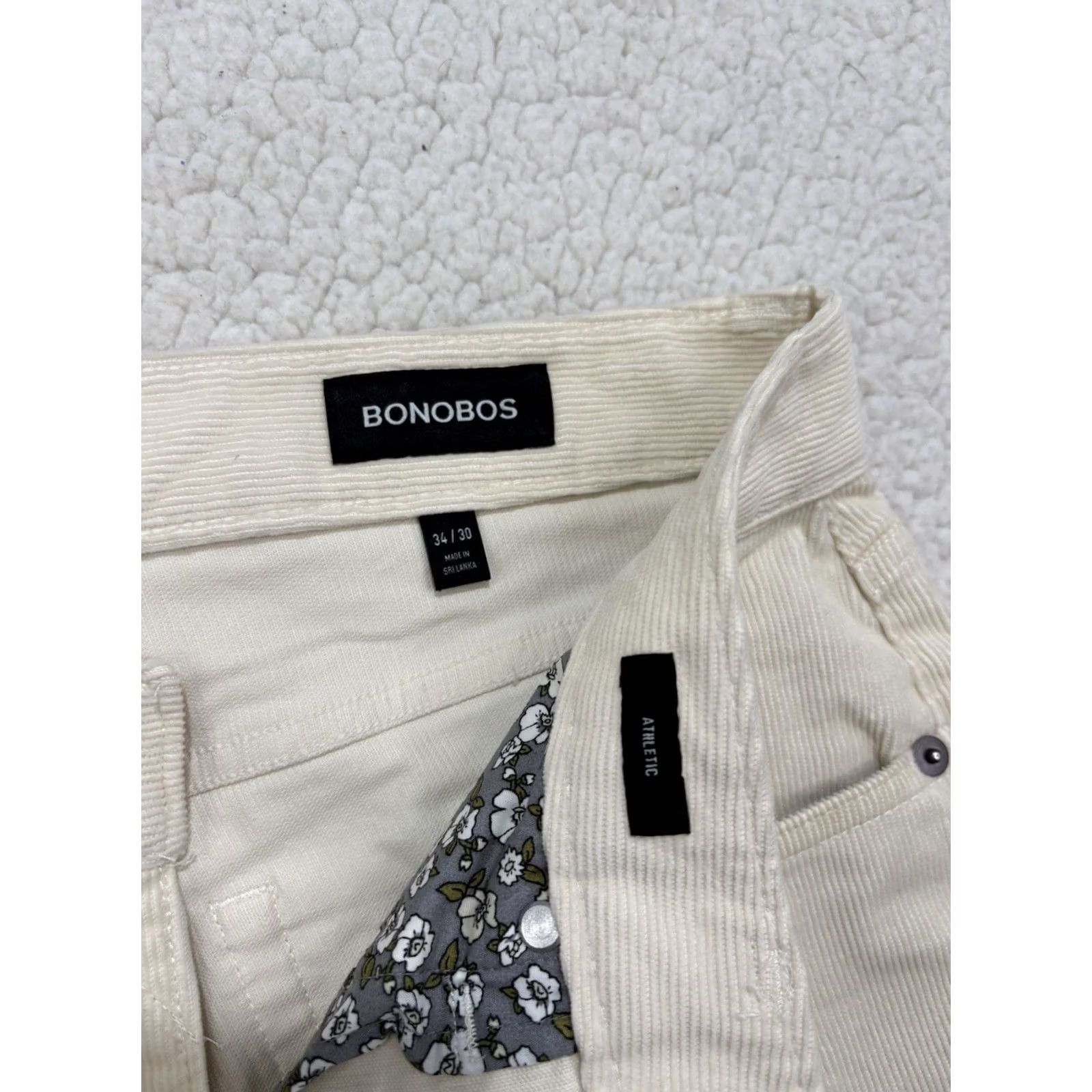 Bonobos Bonobos Pants Mens 34x30 Corduroy Ivory Cotton Stretch Slim Straight Leg Chino 90s Preppy Size US 34 / EU 50 - 4 Thumbnail