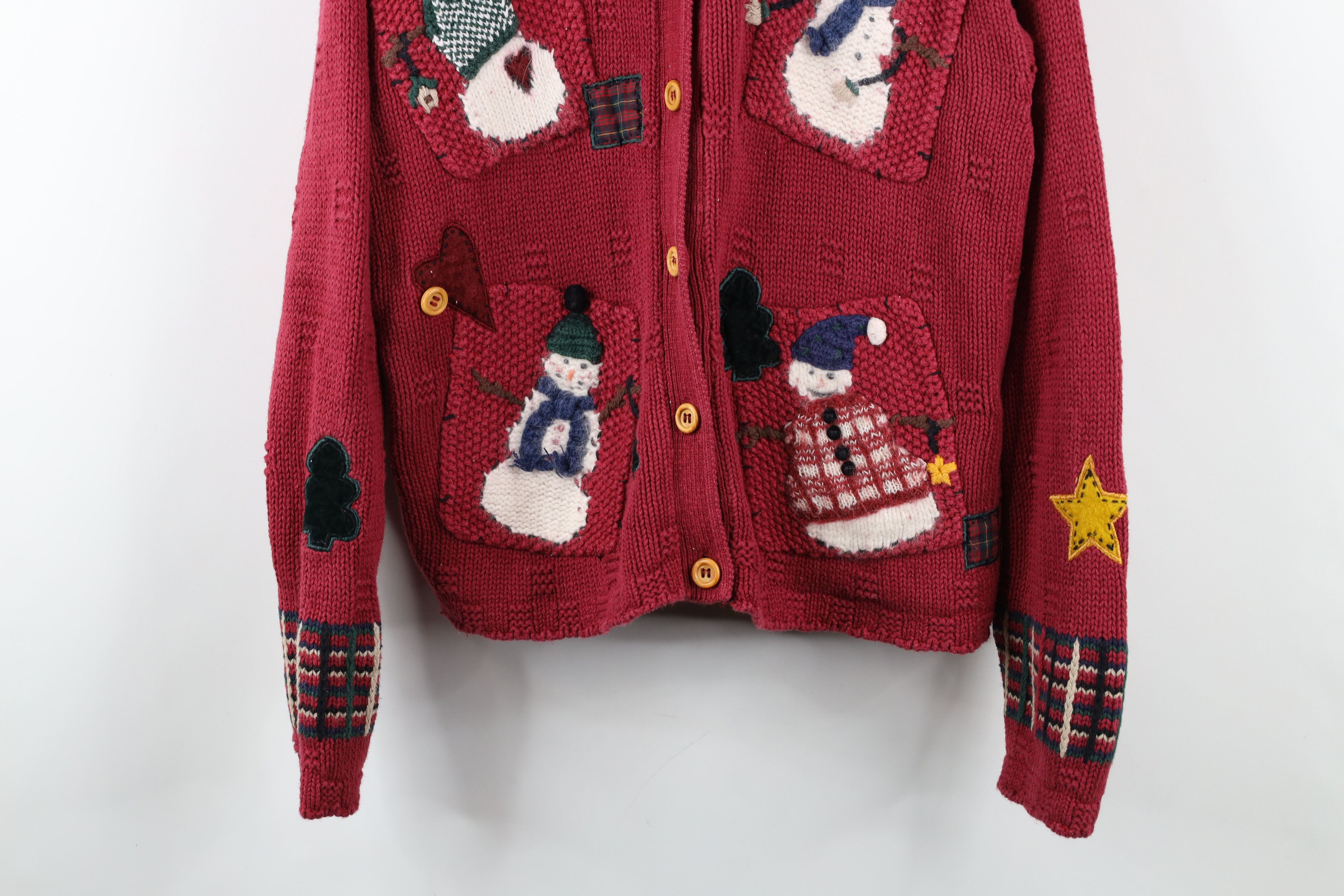 Vintage Vintage 90s Streetwear Christmas Snowman Cardigan Sweater Size L / US 10 / IT 46 - 3 Thumbnail