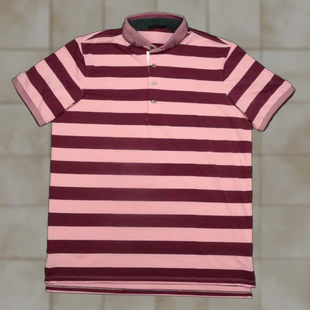 Vintage Greyson Performance Polo Shirt Mens Large Pink Red Striped Short Sleeve Golf Size US L / EU 52-54 / 3 - 1 Thumbnail