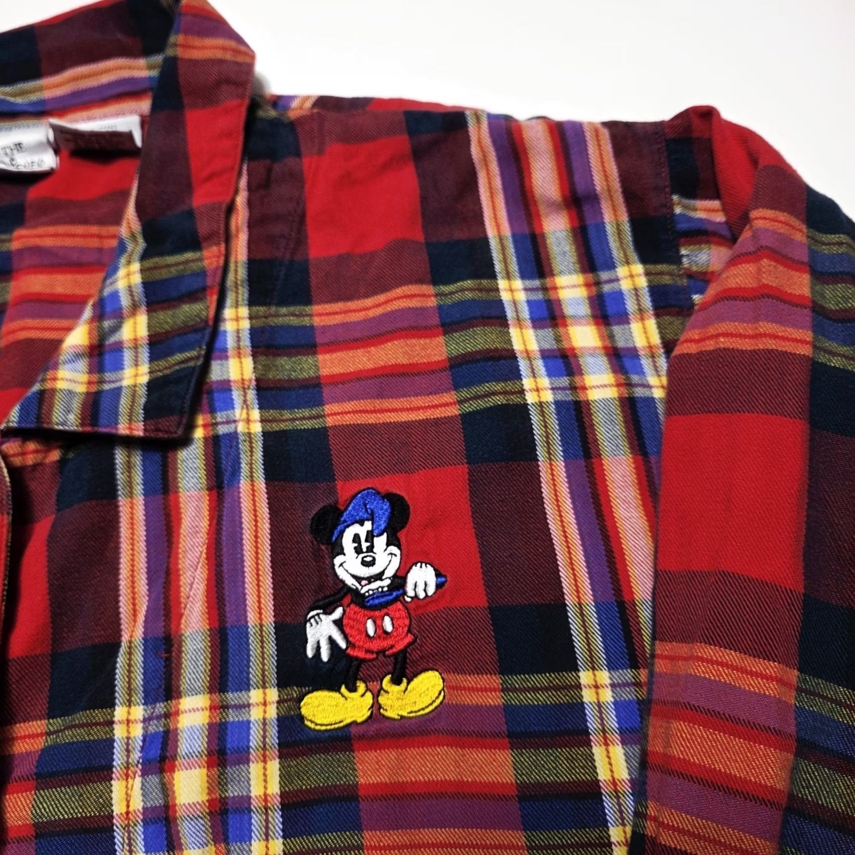 Disney Disney Top Women’s L/XL Red Plaid Mickey Mouse Sleep Wear VTG Buttons Knit Cotton 3/4 Sleeve Collared Shirt Pajama Nightwear Nightwear Disney Store Size XL / US 12-14 / IT 48-50 - 2 Thumbnail