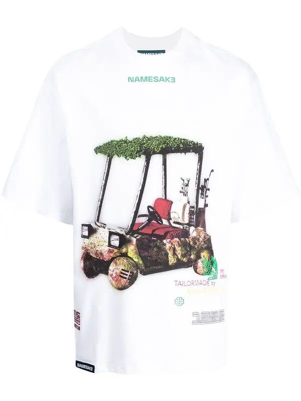 image of Namesake O1Mle0424 Graphic-Print Cotton T-Shirt In White/multicolor, Men's (Size XS)