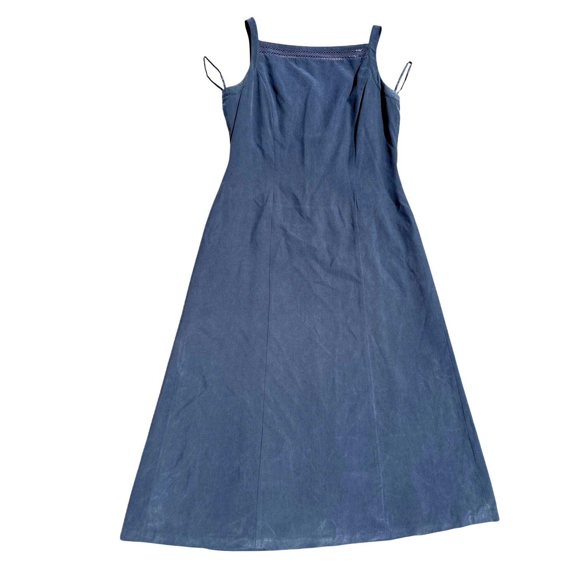 Other Mondi 44 Navy Blue Silk Sleeveless Maxi Dress Vintage 90s Fo Size M / US 6-8 / IT 42-44 - 9 Thumbnail