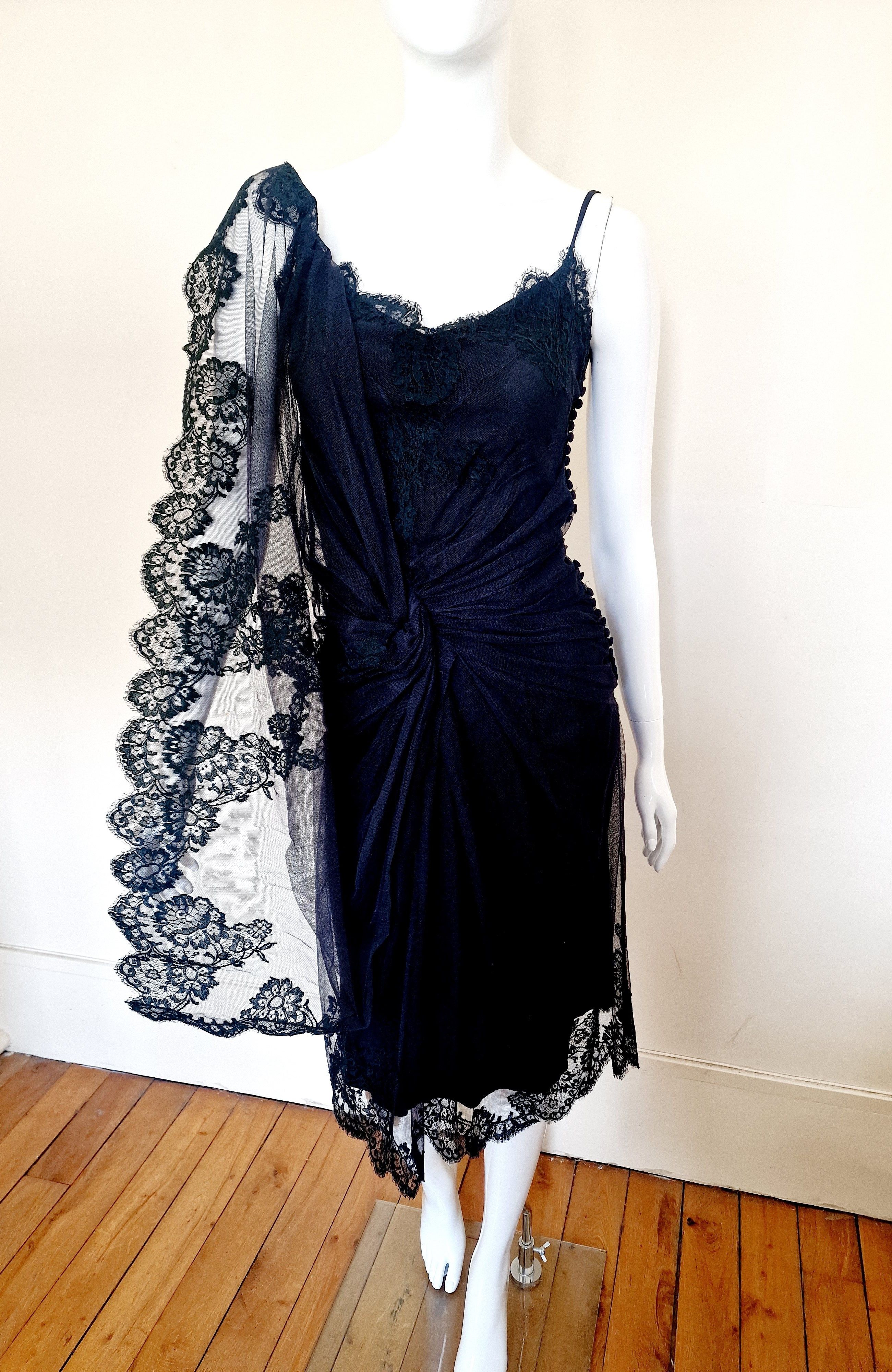 Dior Christian Dior S/S 2008 John Galliano Lace Veil Dress Size S / US 4 / IT 40 - 3 Thumbnail