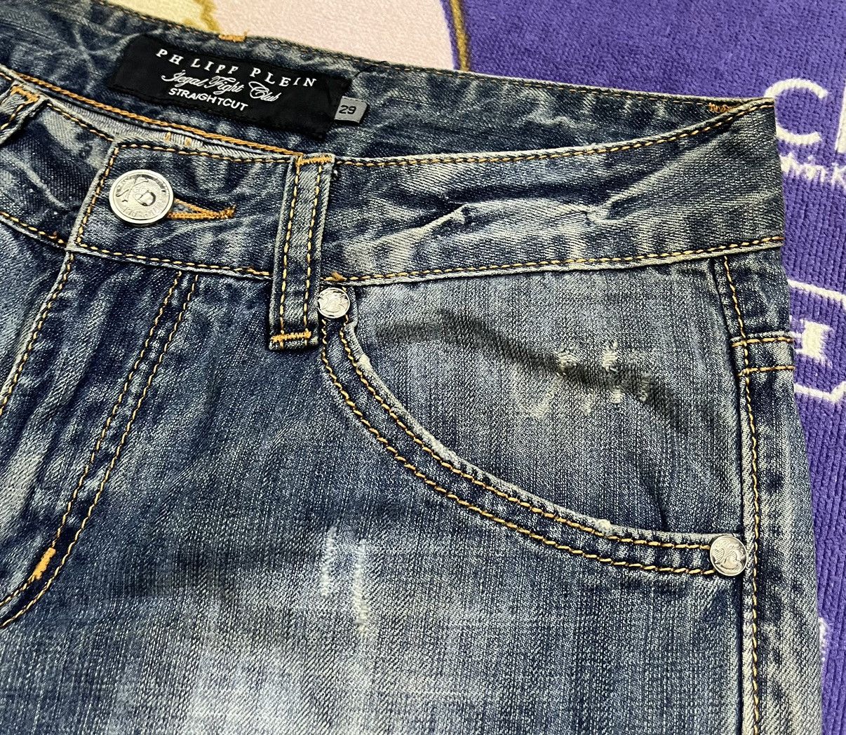 Philipp Plein ROEN x PHILIPP PLEIN Distressed Denim x Skulls Size US 30 / EU 46 - 9 Thumbnail