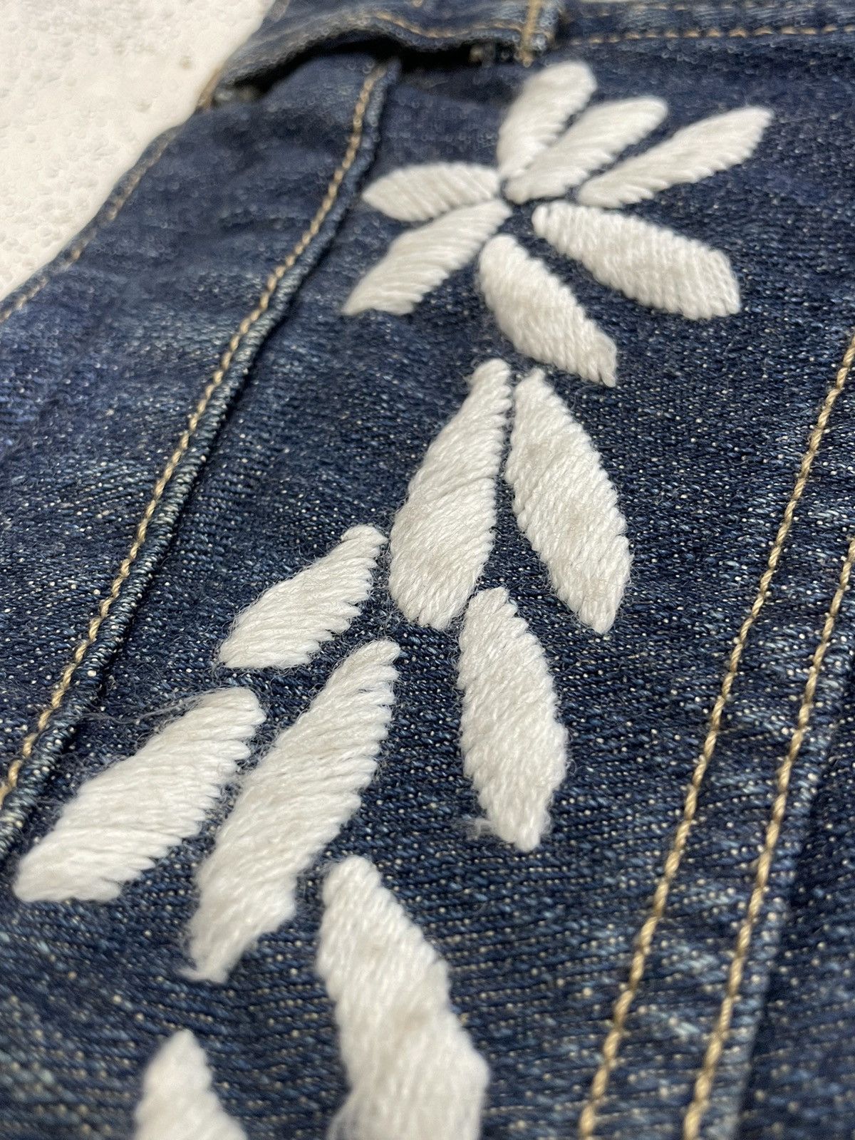 Frankie Shop Floral Motive Embroidery Flare Mud Indigo Denim Size US 28 / EU 44 - 20 Thumbnail