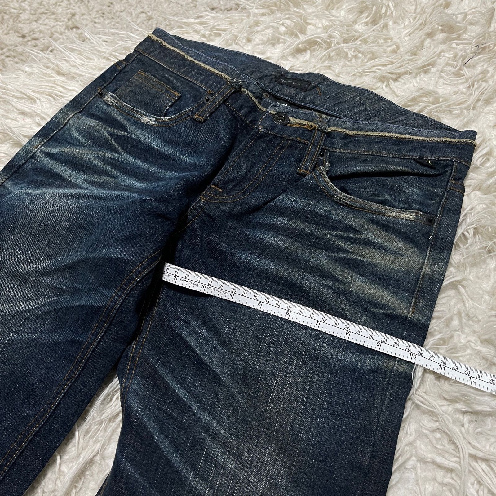 14th Addiction Vintage Japanese Brand Faded Wash Low-rise Denim Jeans Blue Size 29" - 16 Thumbnail