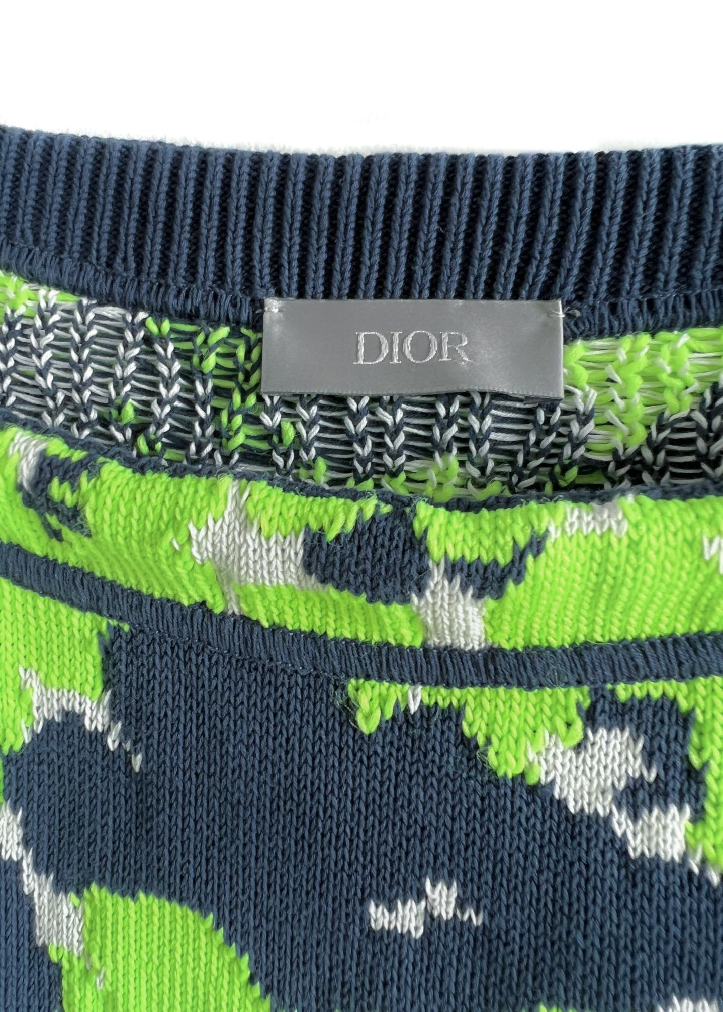Dior Dior 2022 Acid Green Floral Intersia Knit T-shirt Size US L / EU 52-54 / 3 - 5 Thumbnail