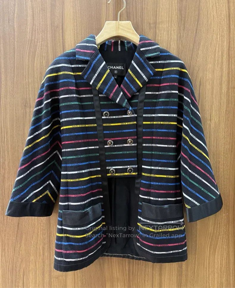 Chanel Chanel 22S colourful striped letter jacket Size XXS / US 00 / IT 34 - 1 Thumbnail