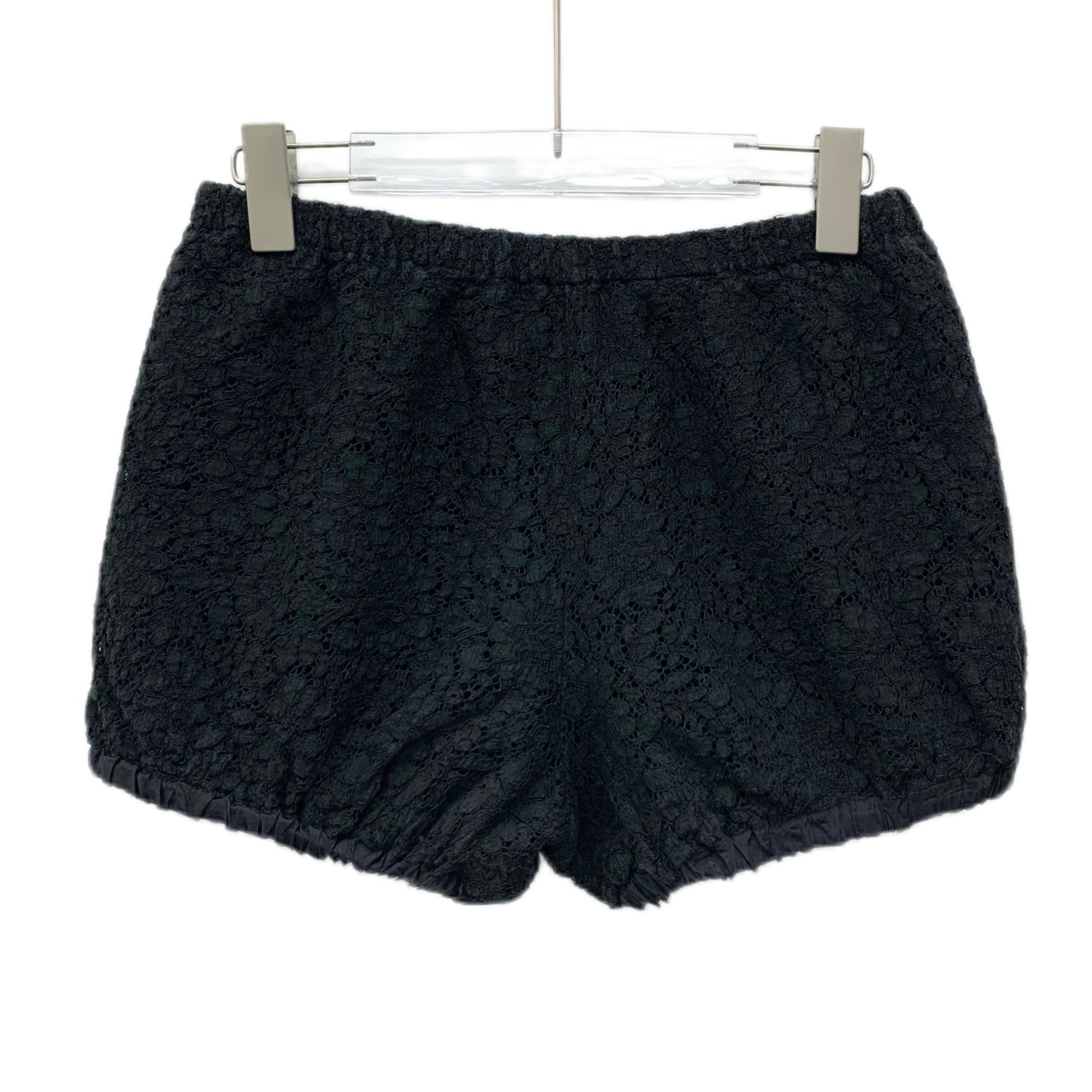 Miu Miu Miu Miu Womens Black Lace Elastic Waist Floral Perforated Co Size 40" / US 18 - 8 Thumbnail
