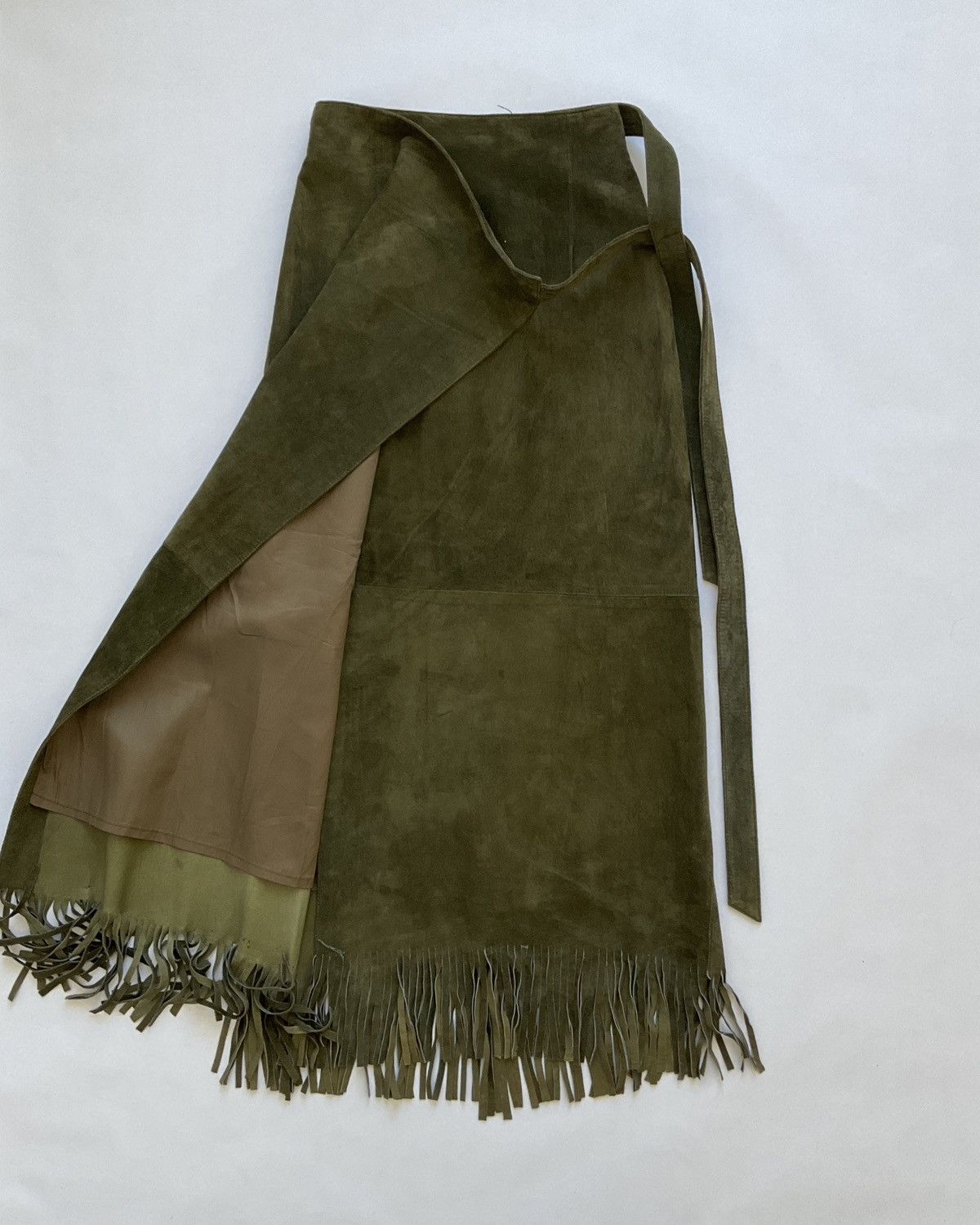 Vintage Suede wrap skirt with bangs Size 26" / US 2 / IT 38 - 4 Thumbnail
