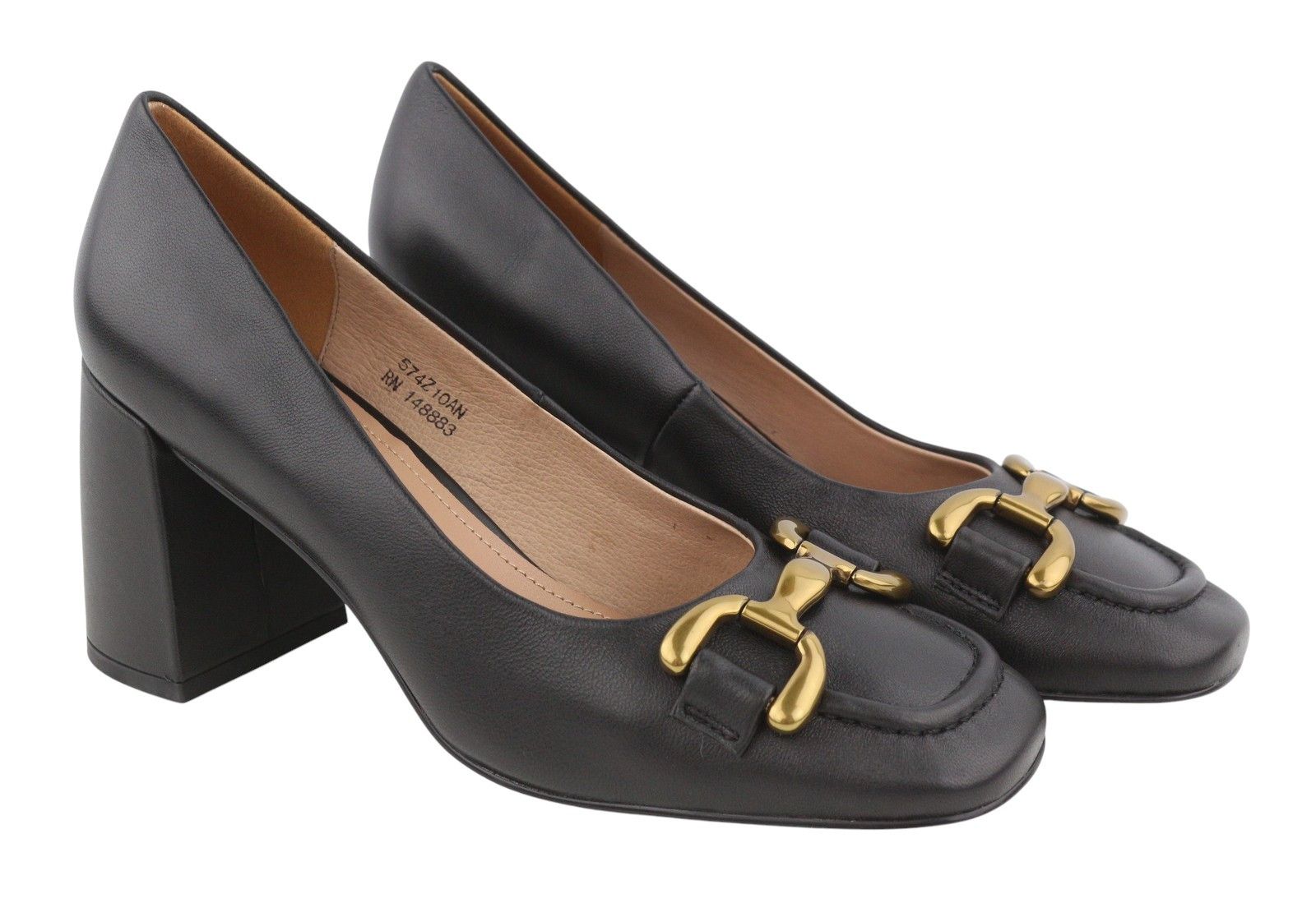 Other BIBI LOU DENNIS EU39 Black Leather Square Gold Tone 87565 Size US 8 / IT 38 - 2 Thumbnail