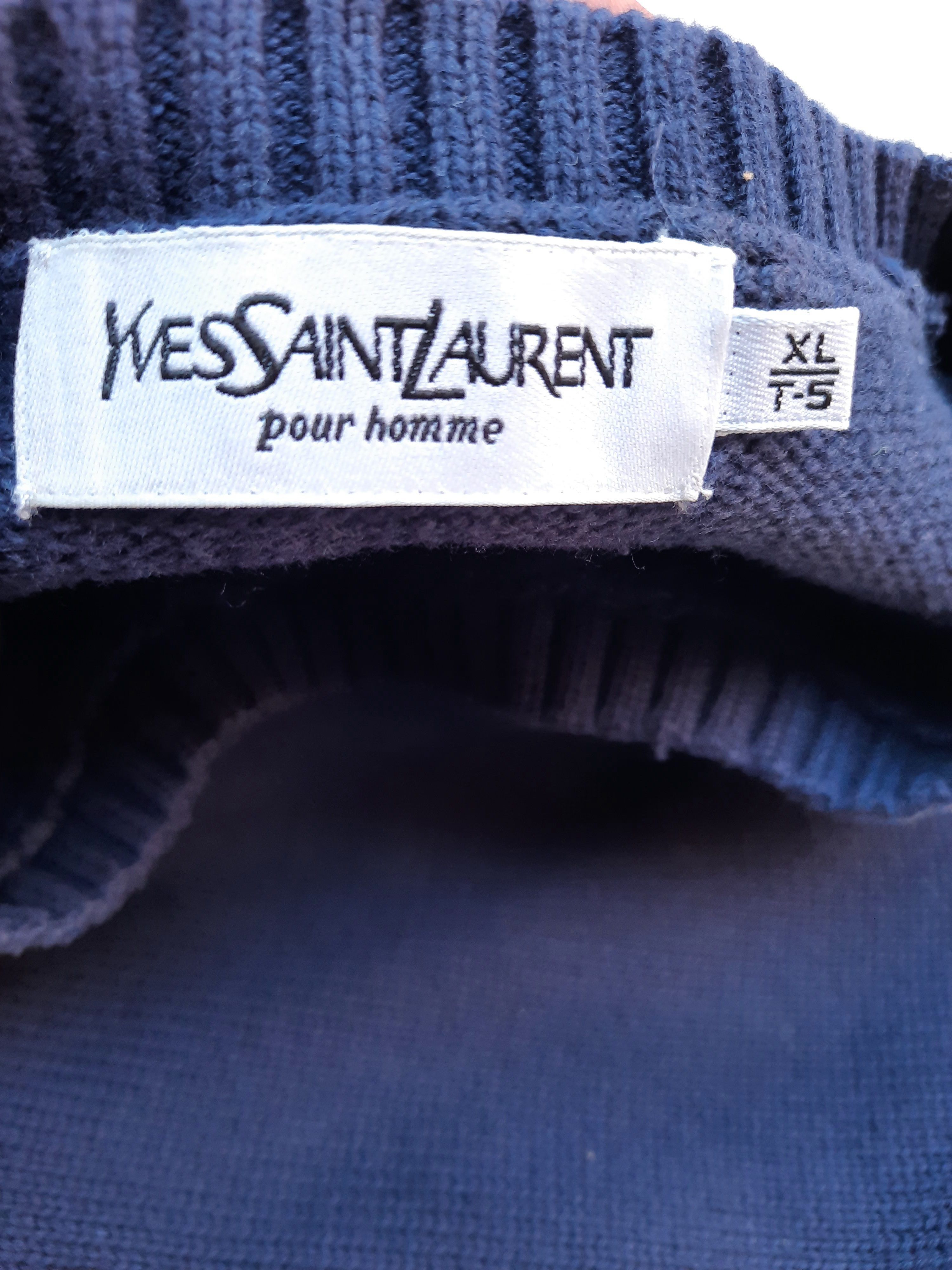Yves Saint Laurent Yves Saint Laurent Navy Knit Sweater Mens Size XL Pullover Size US XL / EU 56 / 4 - 4 Thumbnail