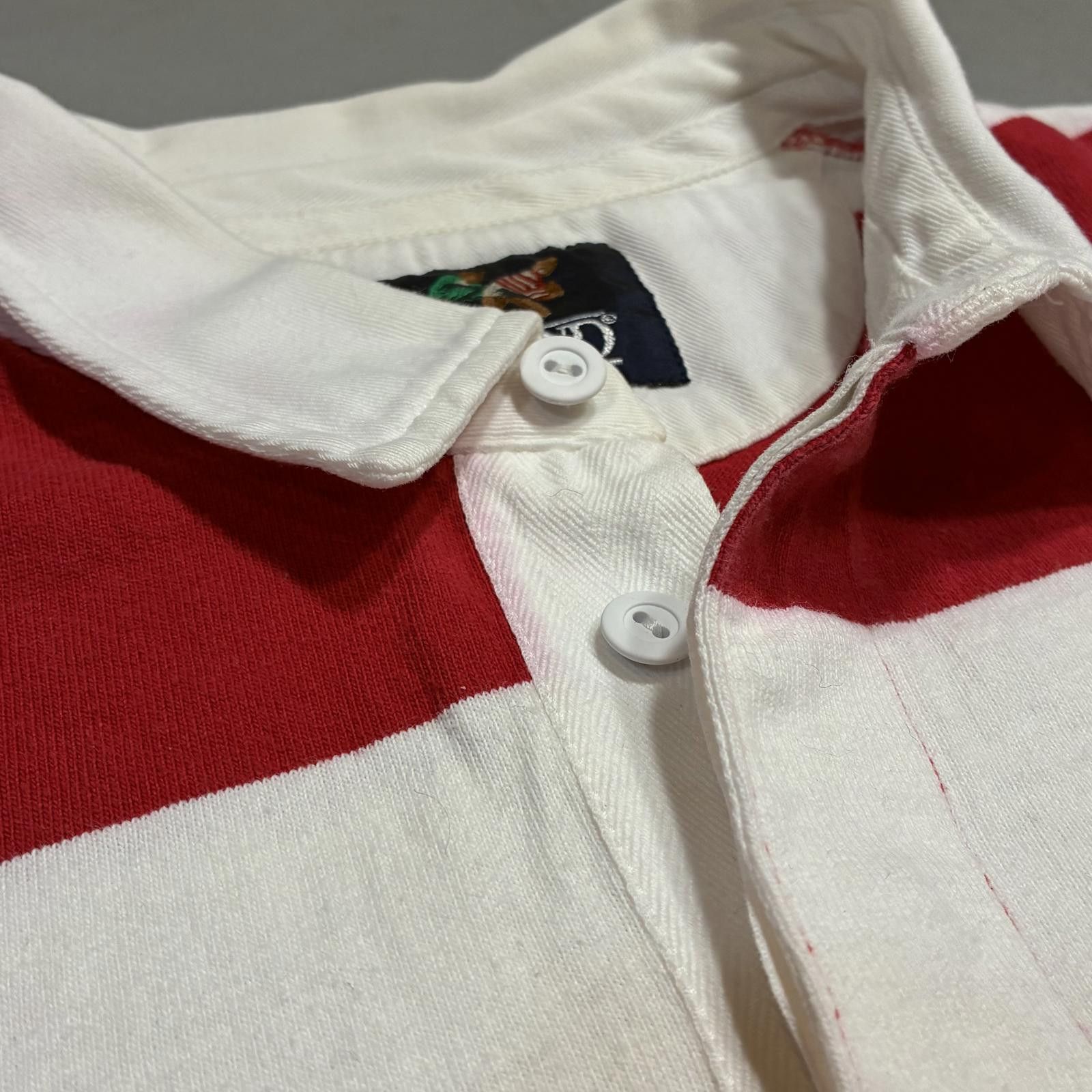 Lands' End Vintage 90s Lands End Striped Rugby Polo Shirt Men's XL Red Size US XL / EU 56 / 4 - 4 Thumbnail