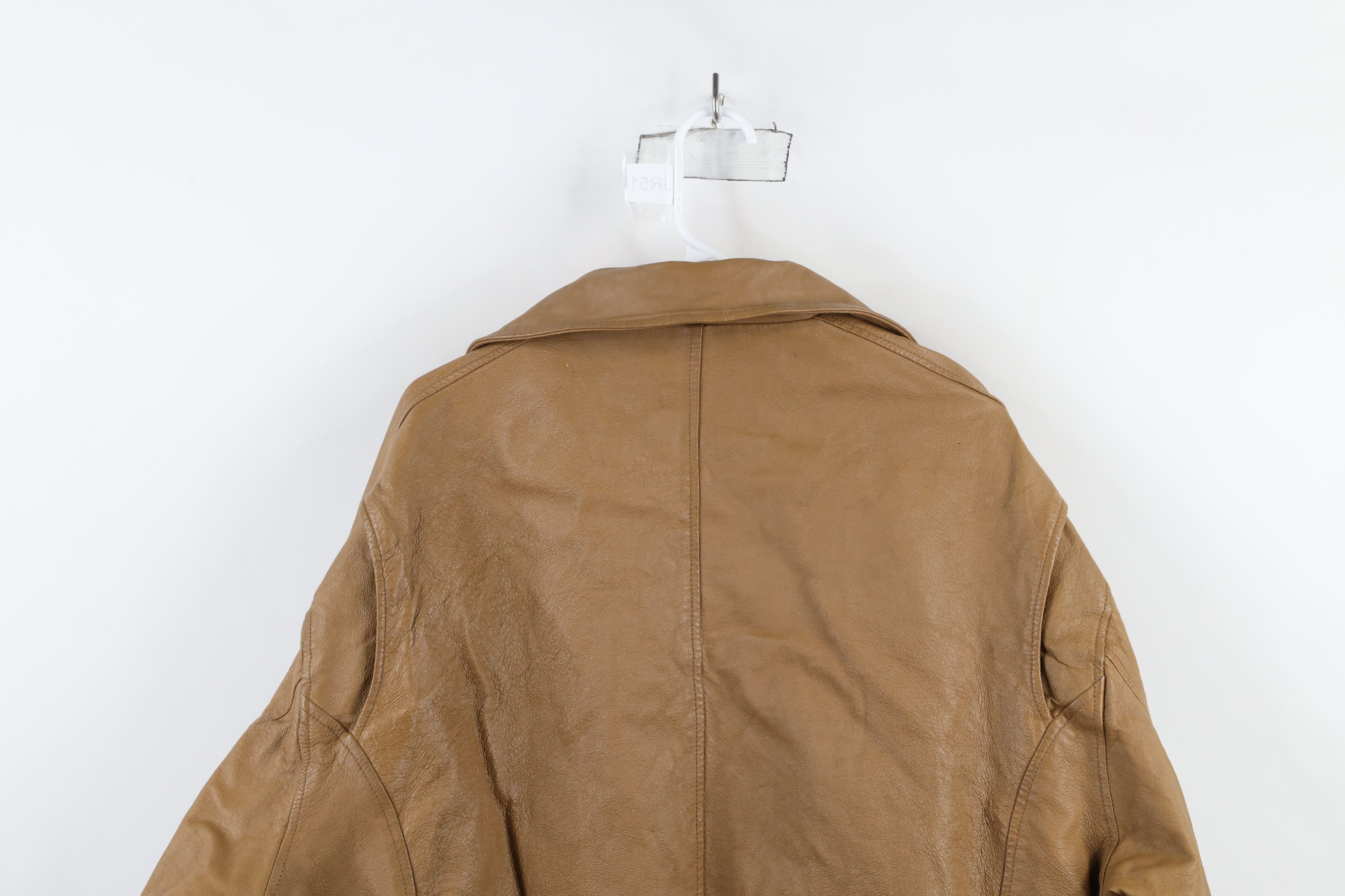 Vintage Vintage 90s Streetwear Leather Full Zip Bomber Jacket Brown Size US XL / EU 56 / 4 - 15 Thumbnail