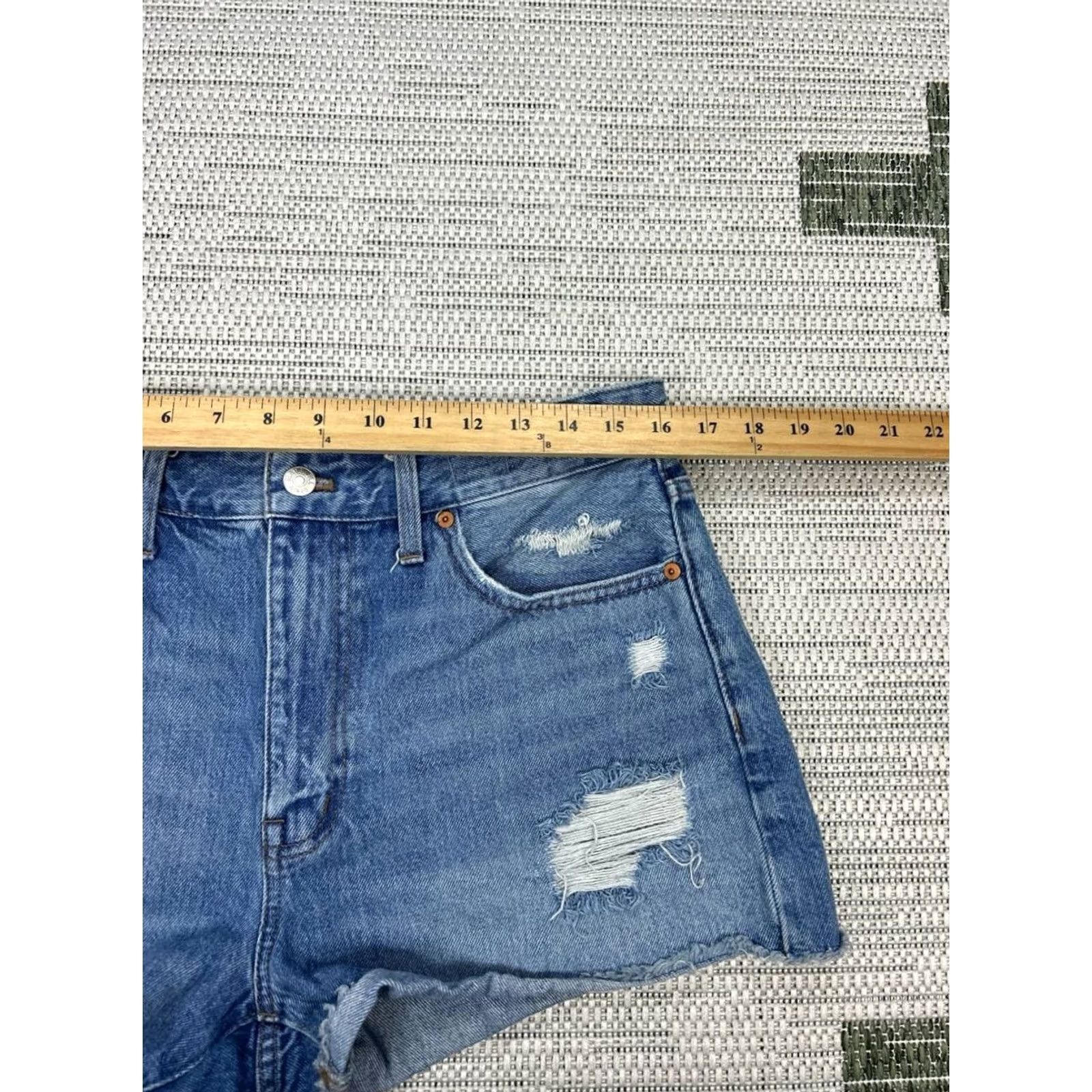 Madewell Madewell Shorts Womens Blue Denim Cut Off Distressed High Rise Relaxed Fit Size 29 Size 29" - 6 Thumbnail