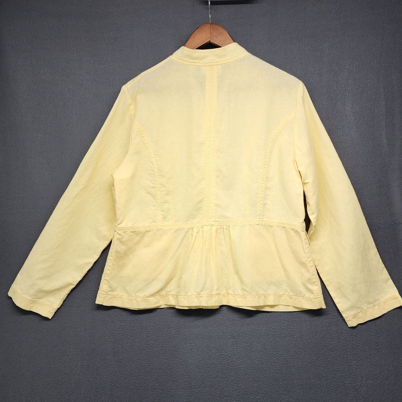 Vintage Chicos Jacket Blazer Womens Size L US Large Button Front Linen Cotton Yellow, Boys? Size L / US 10 / IT 46 - 2 Thumbnail