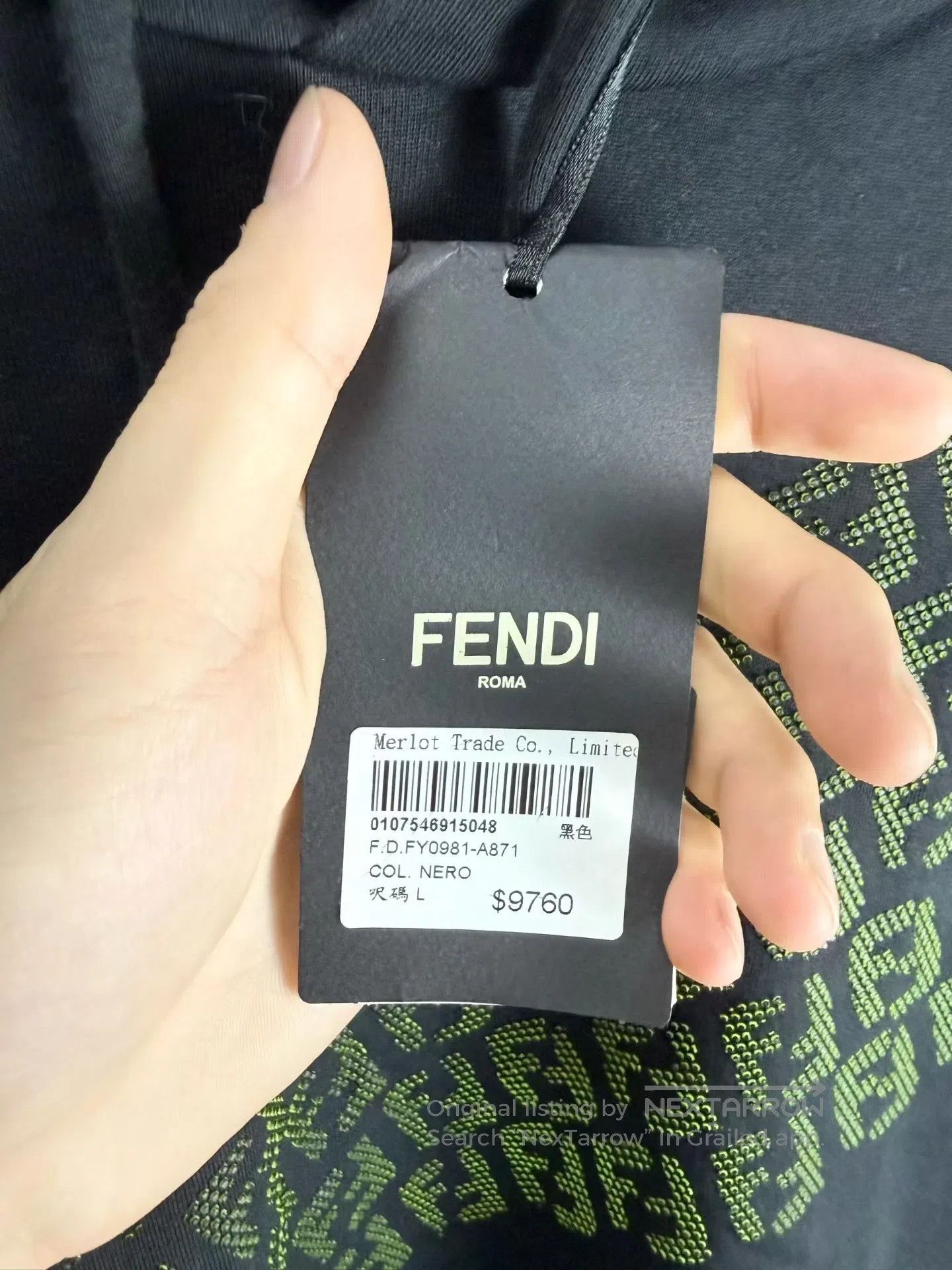 Fendi FENDI Black Twill All-Over Print Hoodie| Size US L / EU 52-54 / 3 - 5 Thumbnail
