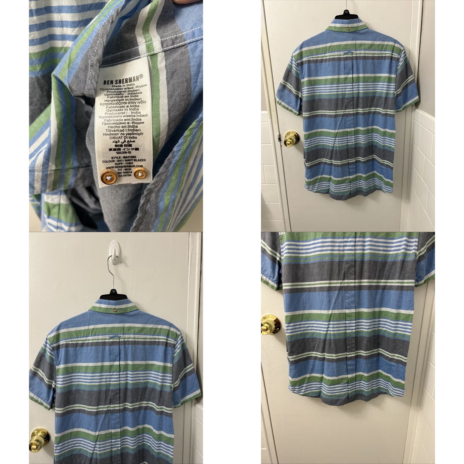 Vintage Ben Sherman Shirt Mens L Blue Oxford Striped Button-Down Short Sleeve Size US L / EU 52-54 / 3 - 8 Thumbnail