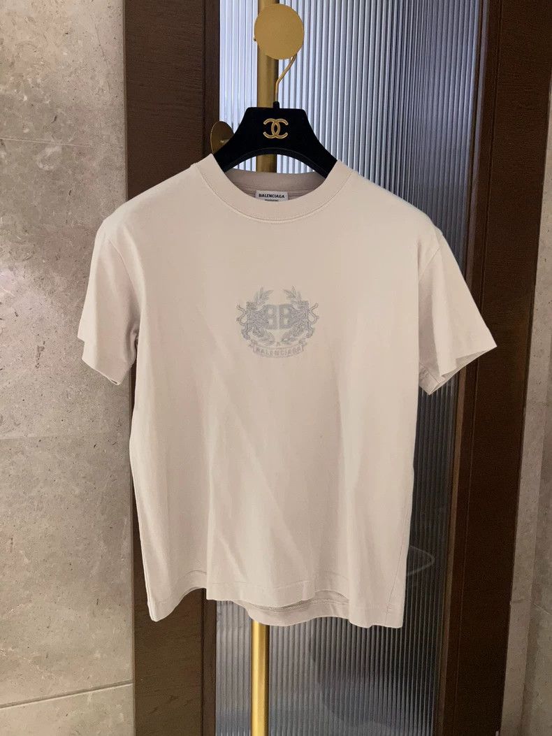 Balenciaga Balenciaga Wheat ear double B embroidered T shirt rice whi Size US M / EU 48-50 / 2 - 1 Thumbnail