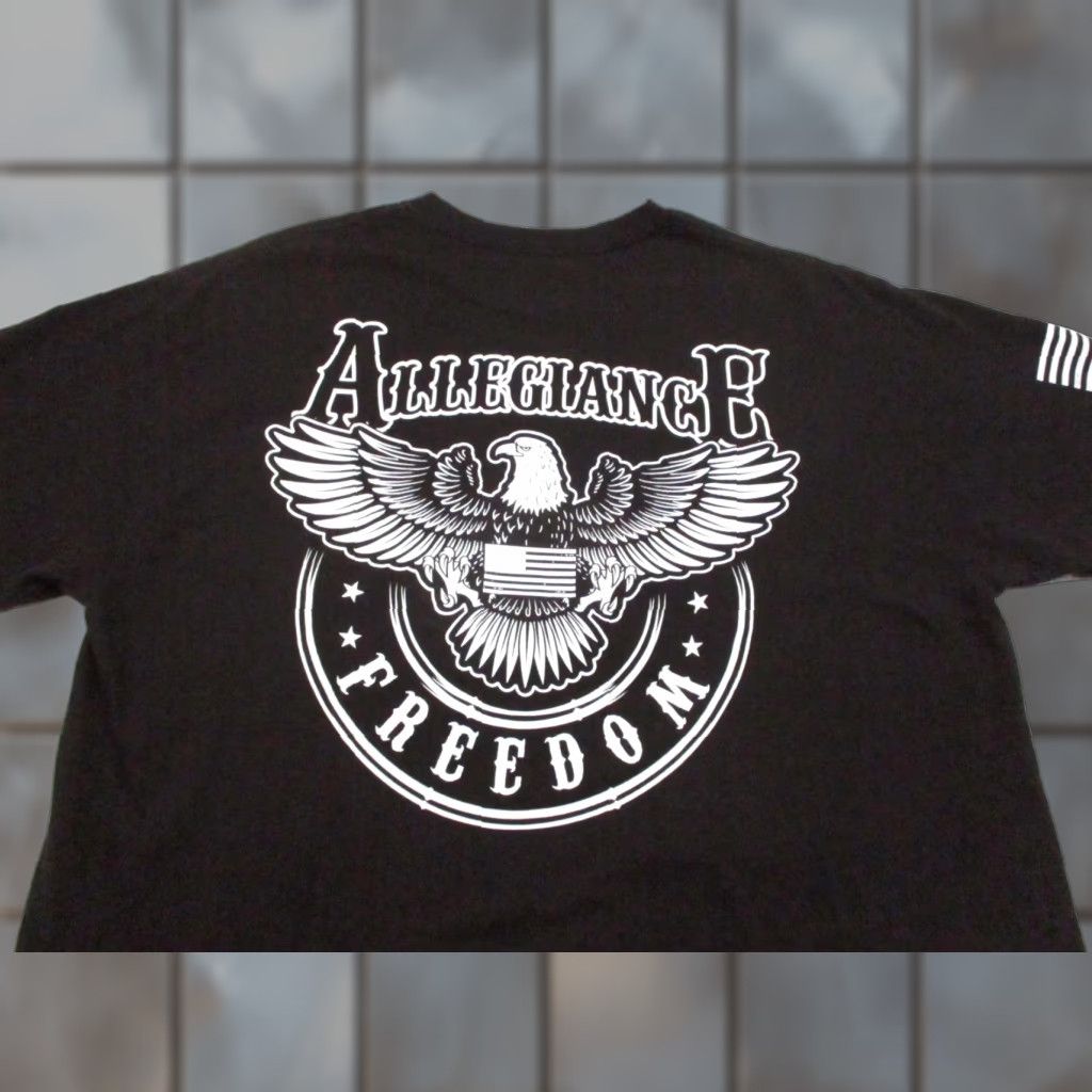 Vintage Allegiance Freedom Shirt Mens XL Black Eagle Flag Graphic Patriotic Made USA Shirt Mens XL Black USA Flag Eagle Graphic Size US XL / EU 56 / 4 - 1 Thumbnail