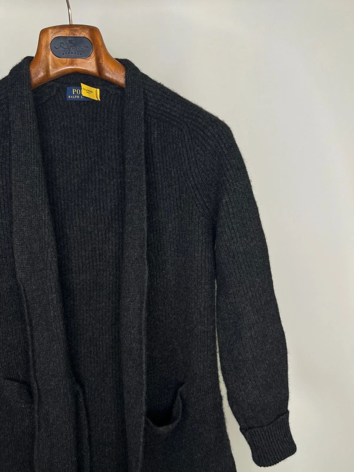 Polo Ralph Lauren Polo Ralph Lauren Long Open Dark Grey Cardigan Wool Cashmere Size S / US 4 / IT 40 - 3 Thumbnail