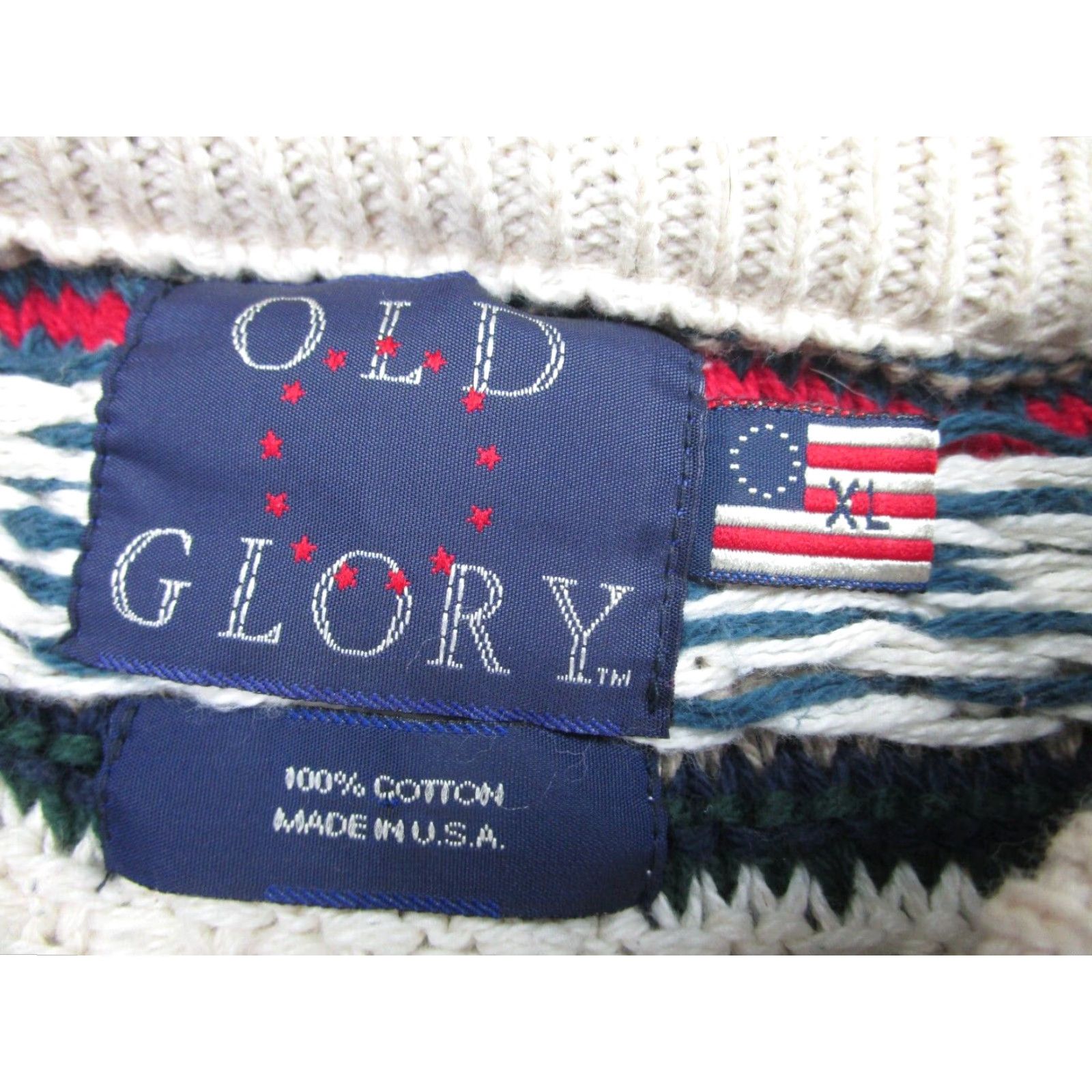 Vintage VINTAGE Old Glory Sweater Mens XL Striped Geometric 90s Grandpa y2k Cosby Fisherman Crew Neck Knits Pullover Knit Cotton Blue Regular Mens Size US XL / EU 56 / 4 - 7 Thumbnail