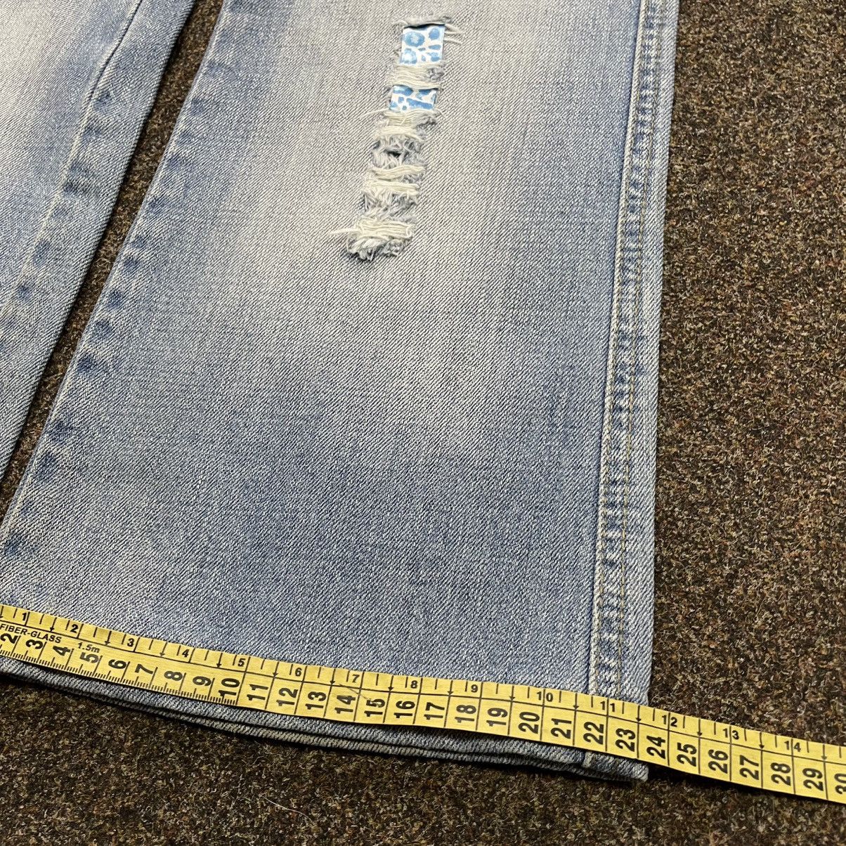 Vintage Y2K Baggy Distressed Flared Jeans Wide Leg Grunge Skater Size 34" / US 12 / IT 48 - 9 Thumbnail