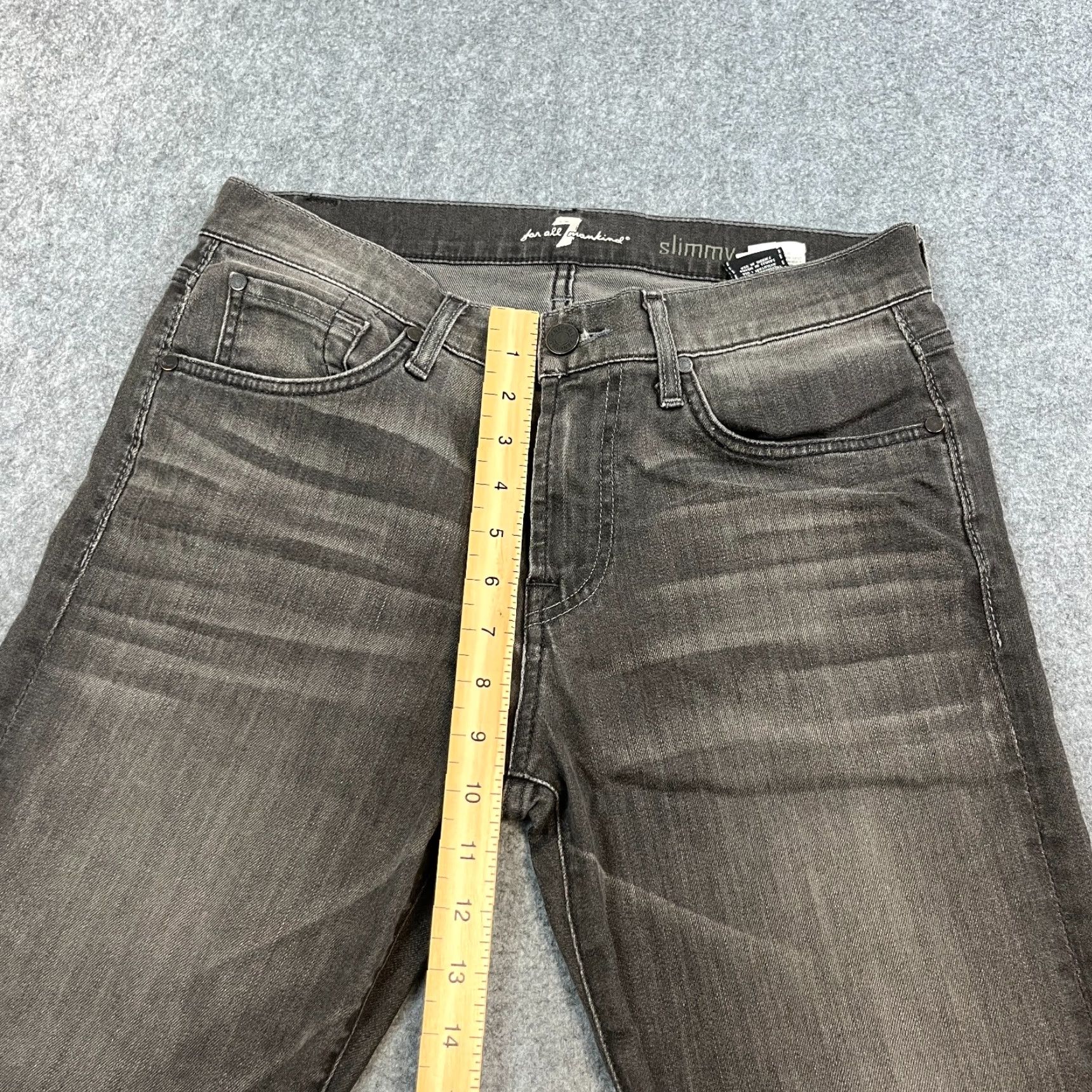 7 For All Mankind 7 For All Mankind Mens Jeans Slim Tapered 31 Dark Wash Grey Stretch Slimmy Denim Regular Jeans Mens (31) Size US 31 - 5 Thumbnail