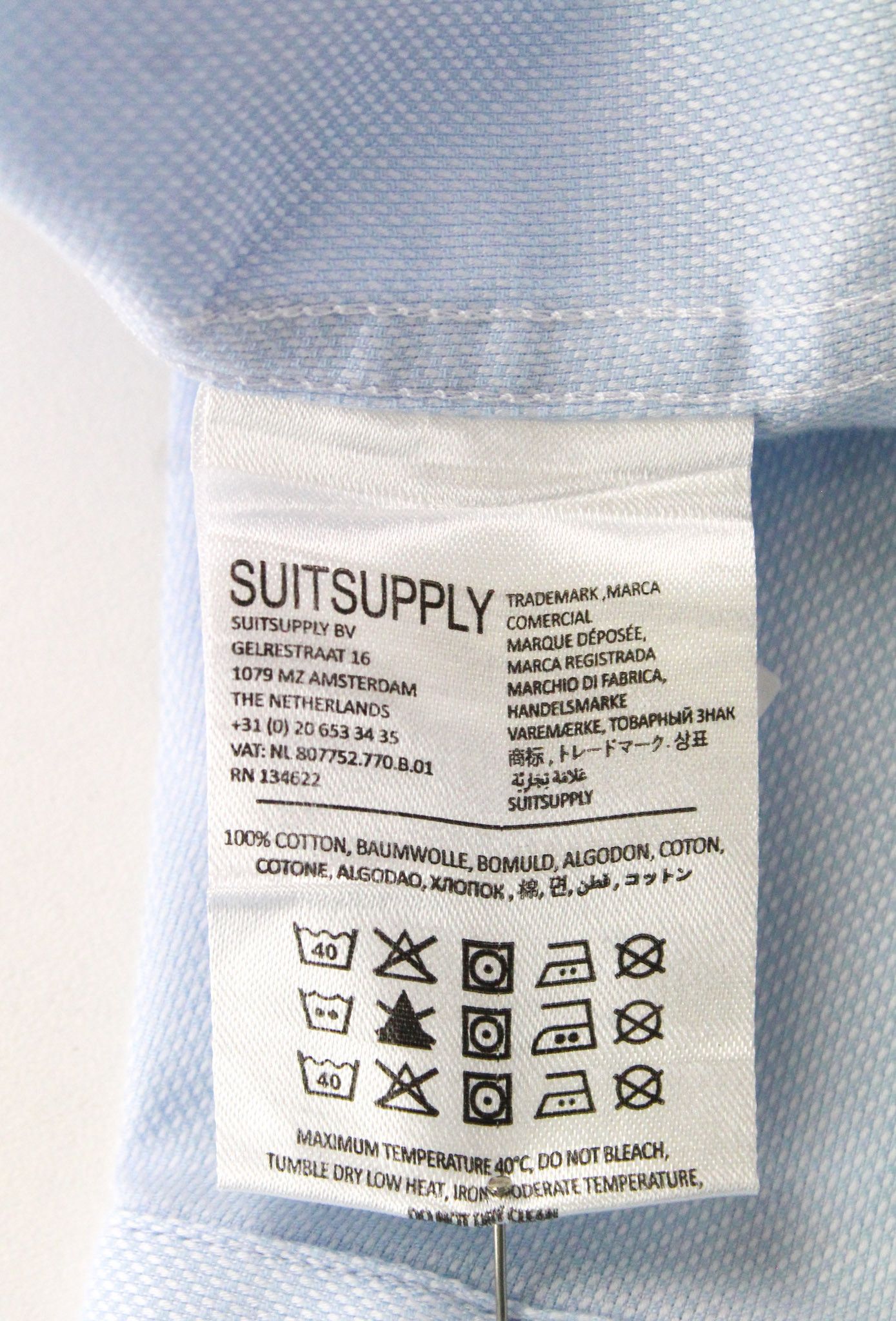 Suitsupply 43/17 Slim Fit Formal Blue Cotton 72764 Size 42R - 6 Thumbnail