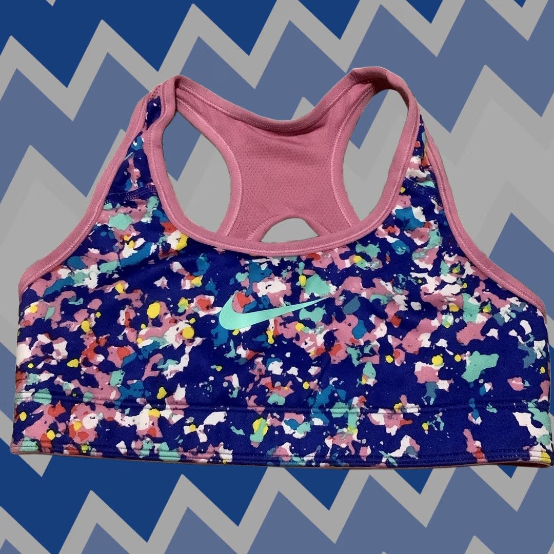 Nike Nike Reversible Sports Bra Racerback Pink/ Multi Color, SM, Womens, Bra, Nike, Activewear, Colorful, Reversible Size ONE SIZE - 1 Thumbnail
