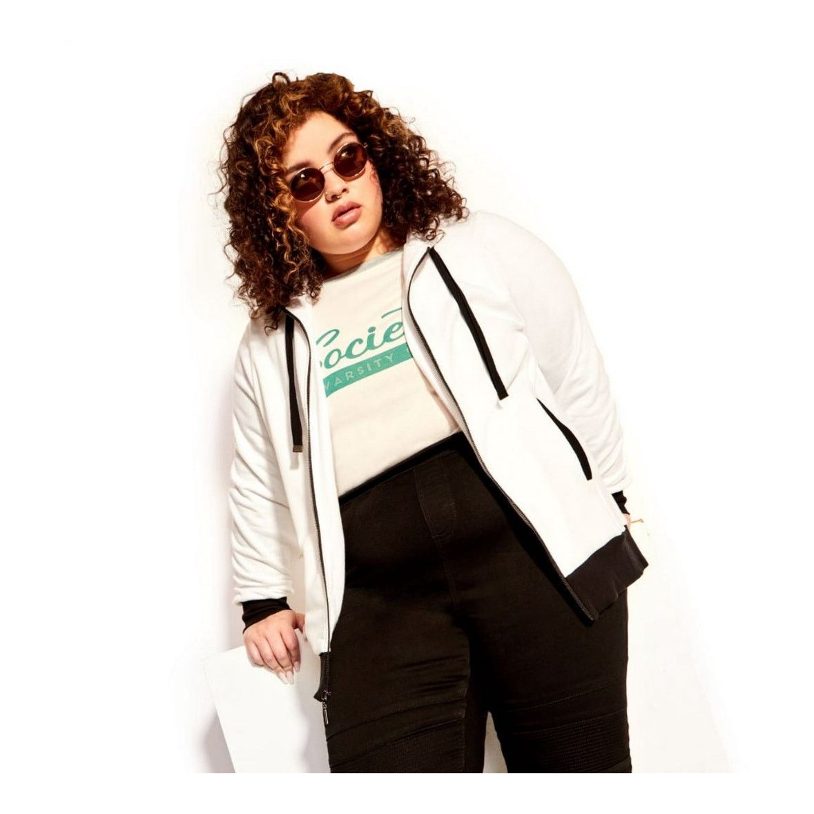 Other Societie Plus Hoodie Jacket Full Front Zip-Up White 18 NWOT Size XXL / US 16-18 / IT 52-54 - 1 Thumbnail