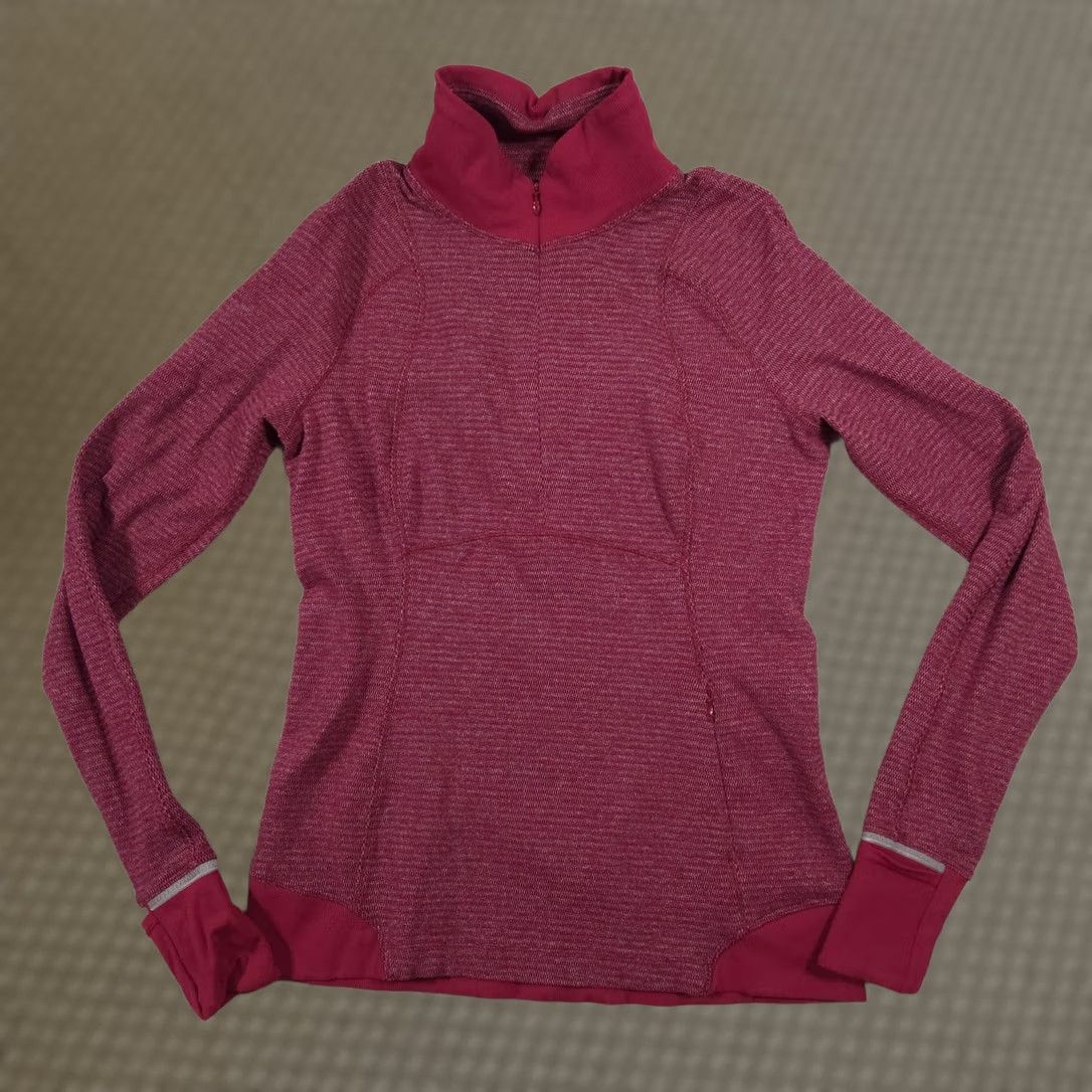 Lululemon Lululemon Pullover Womens Small Pink Striped 1/4 Zip Long Sleeve Running Top Size S / US 4 / IT 40 - 1 Thumbnail