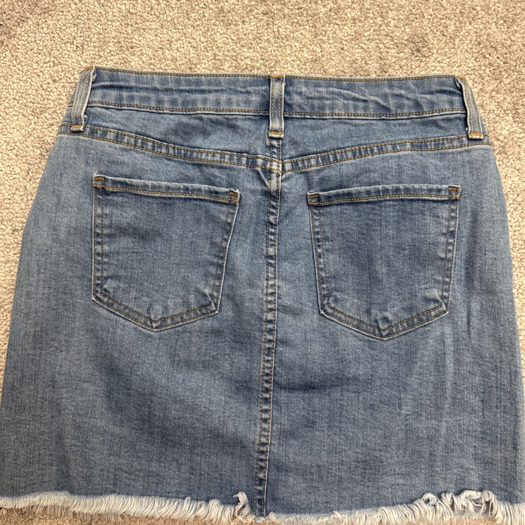 Denime VINTAGE O2 Denim Mini Skirt Womens Small Blue Casual Streetwear 90s Cotton Raw Hem Size 28" / US 6 / IT 42 - 3 Thumbnail