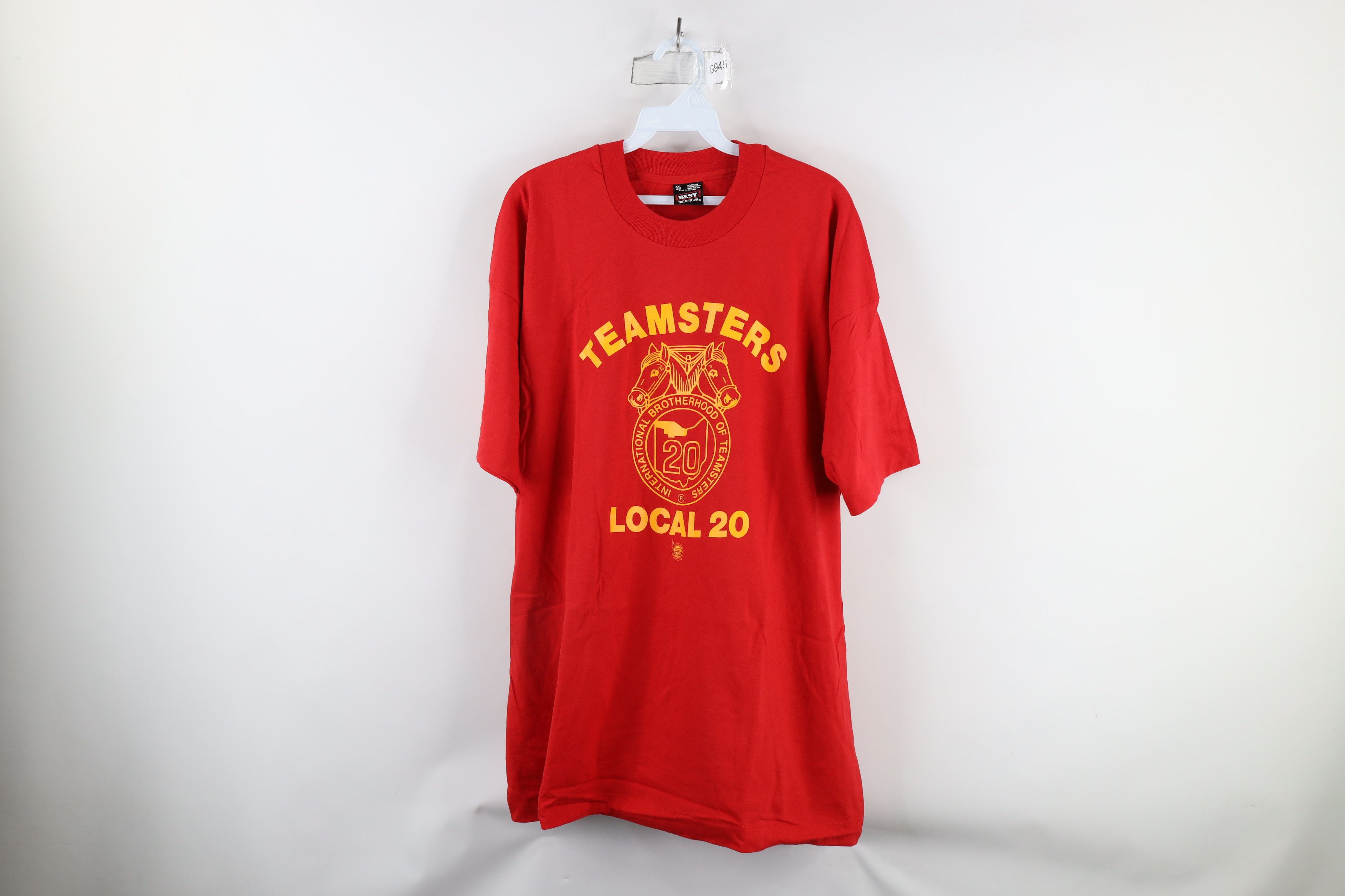 Vintage Deadstock Vintage 90s 20 Teamsters Union T-Shirt Red USA Size US XXL / EU 58 / 5 - 1 Thumbnail
