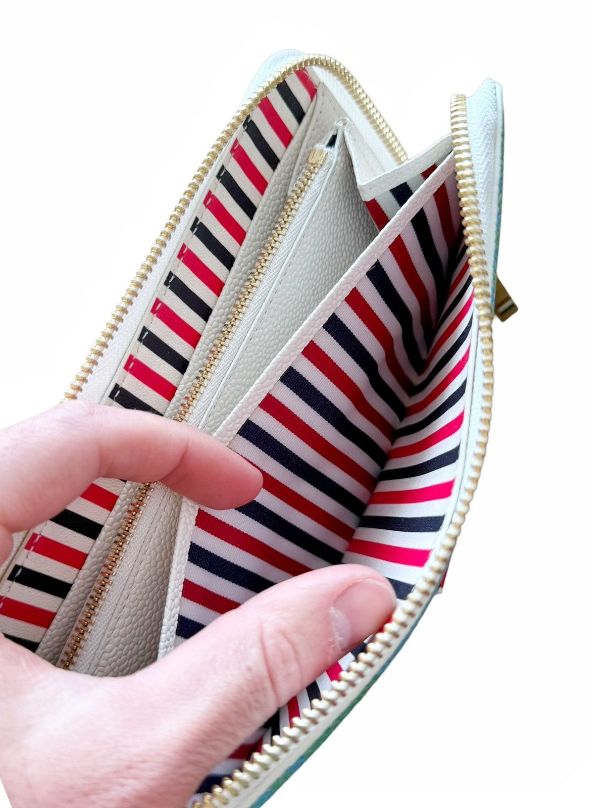 Thom Browne Pebble Grain Blue Plaid Leather Wallet Size ONE SIZE - 9 Thumbnail