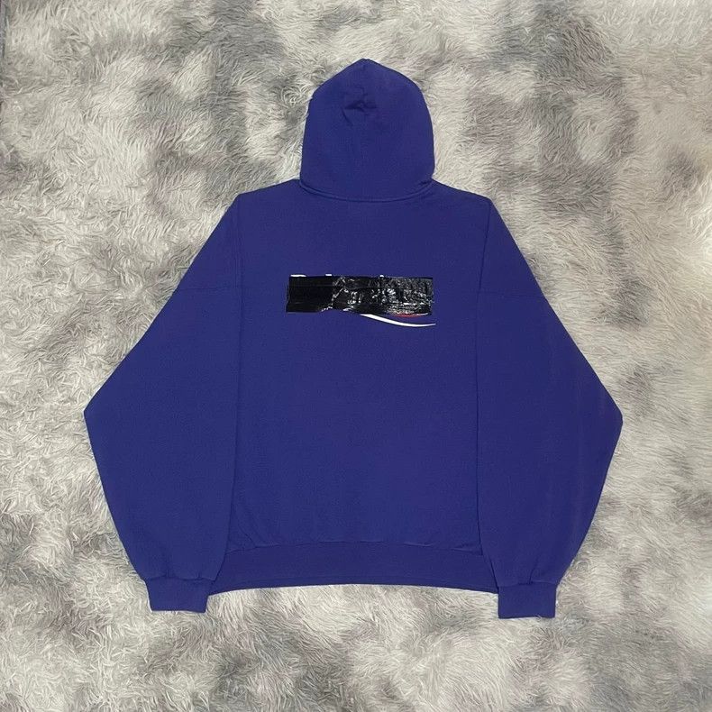 Balenciaga Balenciaga Distressed Tape Logo Hoodie - dmc Size US M / EU 48-50 / 2 - 1 Thumbnail