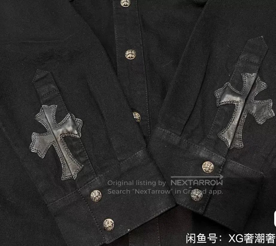 Chrome Hearts Chrome Hearts Denim Cross Leather Patchwork Shirt. Size US XL / EU 56 / 4 - 6 Thumbnail