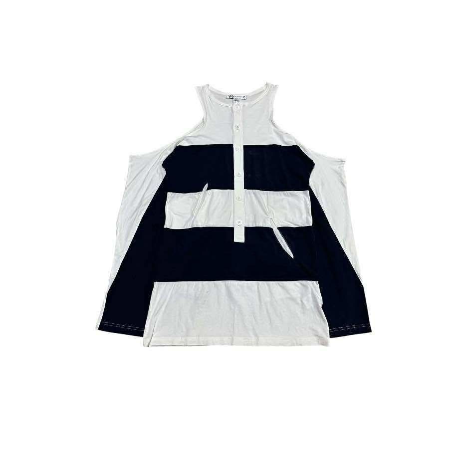 Y-3 🔥Rare Yohji Yamamoto Y-3 Open Shoulder Striped Shirt Size US S / EU 44-46 / 1 - 2 Thumbnail