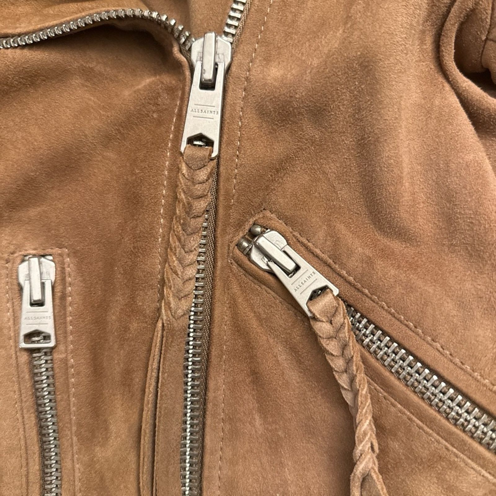Allsaints All Saints Brown Suede Leather motorcycle Jacket size 2 Size XS / US 0-2 / IT 36-38 - 4 Thumbnail