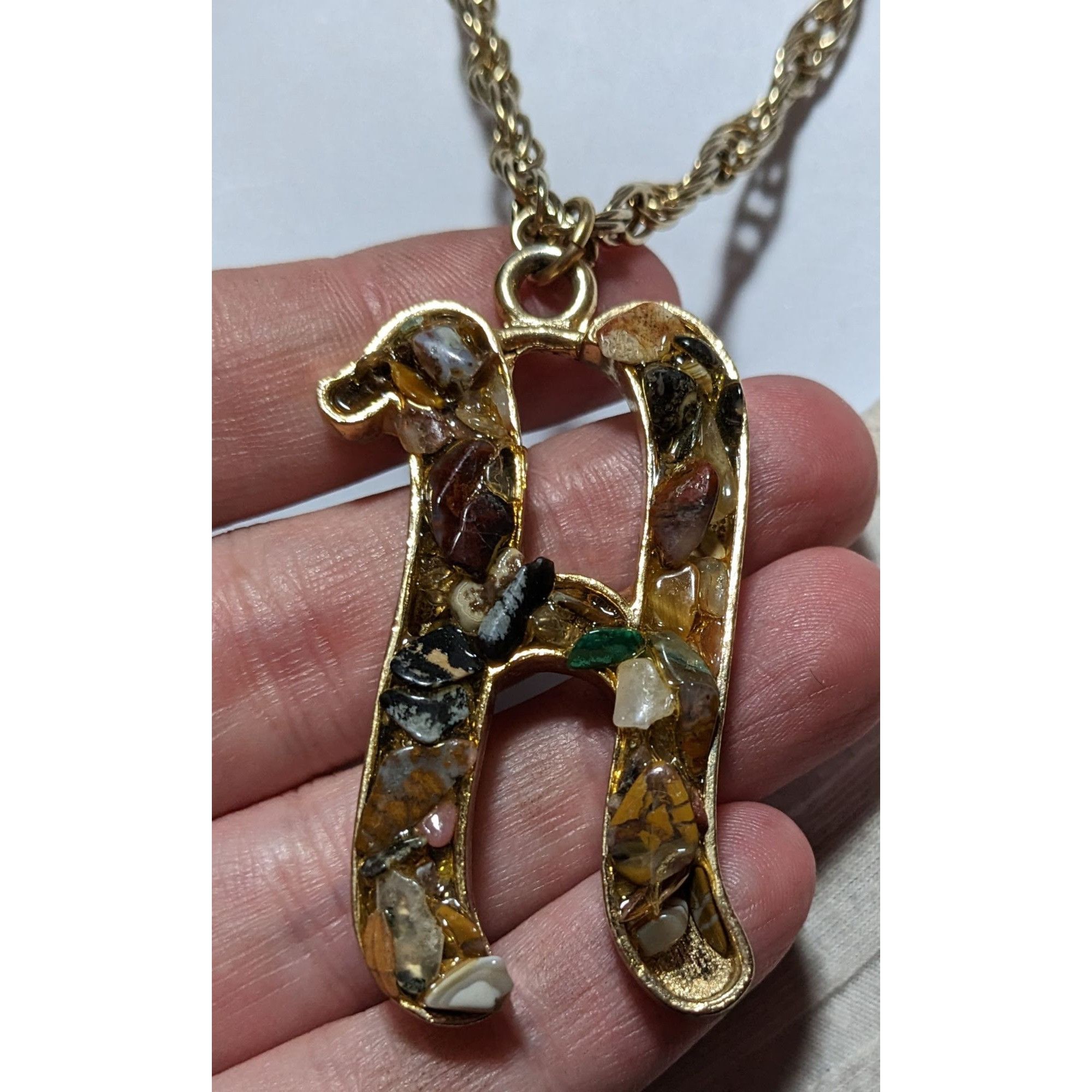 Other Gemstone Chip H Initial Pendant Necklace Size ONE SIZE - 9 Thumbnail