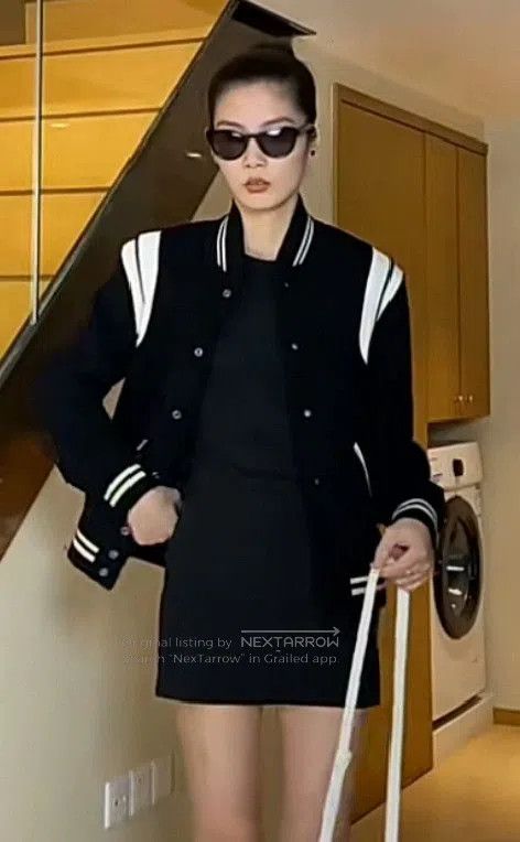 Saint Laurent Paris black and white patchwork baseball jacket. Size US L / EU 52-54 / 3 - 5 Thumbnail