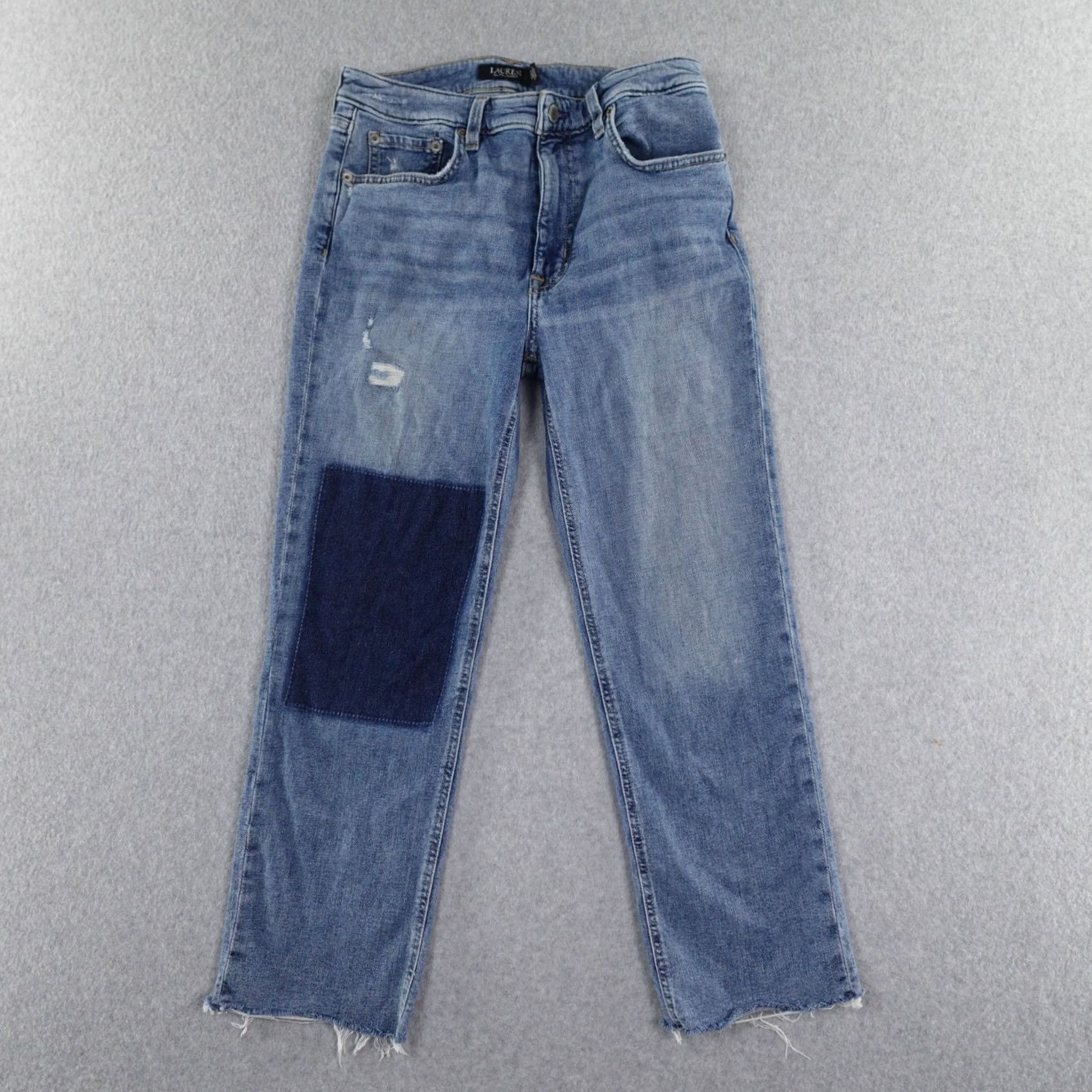 Ralph Lauren Lauren Ralph Lauren Jeans Womens 6 Denim 5-Pocket Straight Jeans Blue Cap Patch Frayed Hem Size 28" / US 6 / IT 42 - 2 Thumbnail