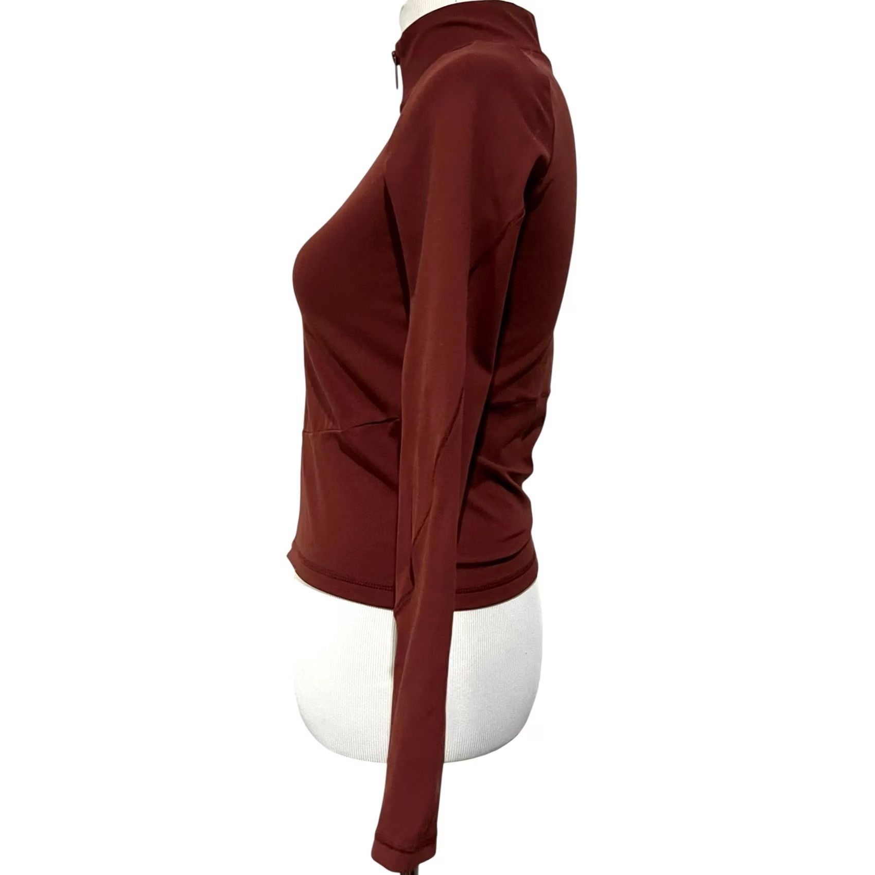 Vintage FLX Affirmation Full Zip Athletic Jersey Knit Stretch Jacket Chic Burgundy XS Womens Sleeve Long ZIP Size XS / US 0-2 / IT 36-38 - 4 Thumbnail