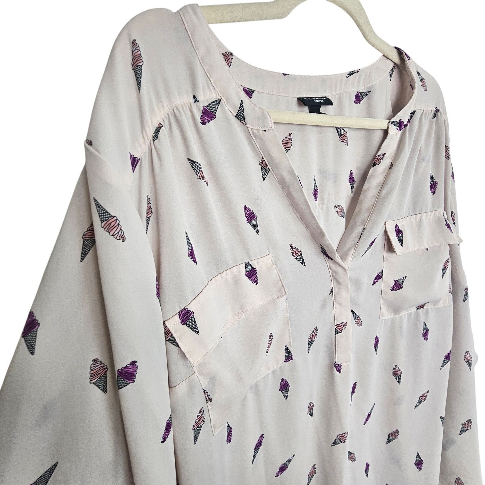 Corridor Torrid Harper Ice Cream Print Pink Blouse 3/4 Sleeve 2X Size XXL / US 16-18 / IT 52-54 - 5 Thumbnail