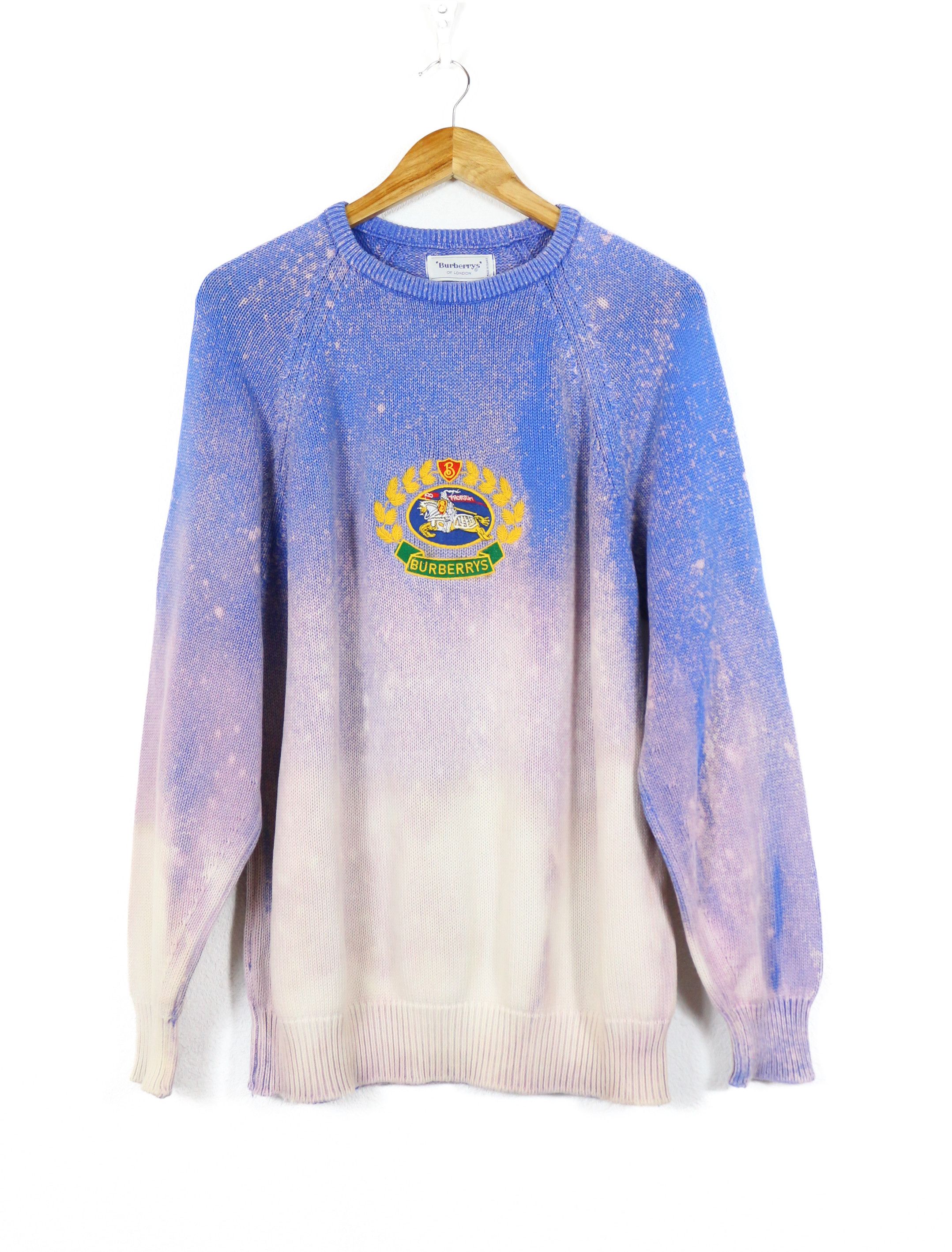 Burberry Vintage Burberry Knight Logo Acid Space Knit Cotton Sweater Size US L / EU 52-54 / 3 - 1 Thumbnail
