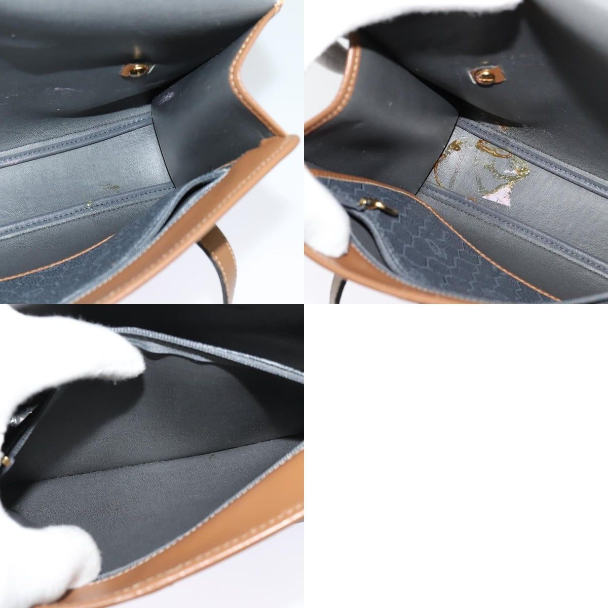 Dior DIOR Honeycomb Canvas Hand Bag Pvc Leather Gray Gold Size ONE SIZE - 12 Thumbnail
