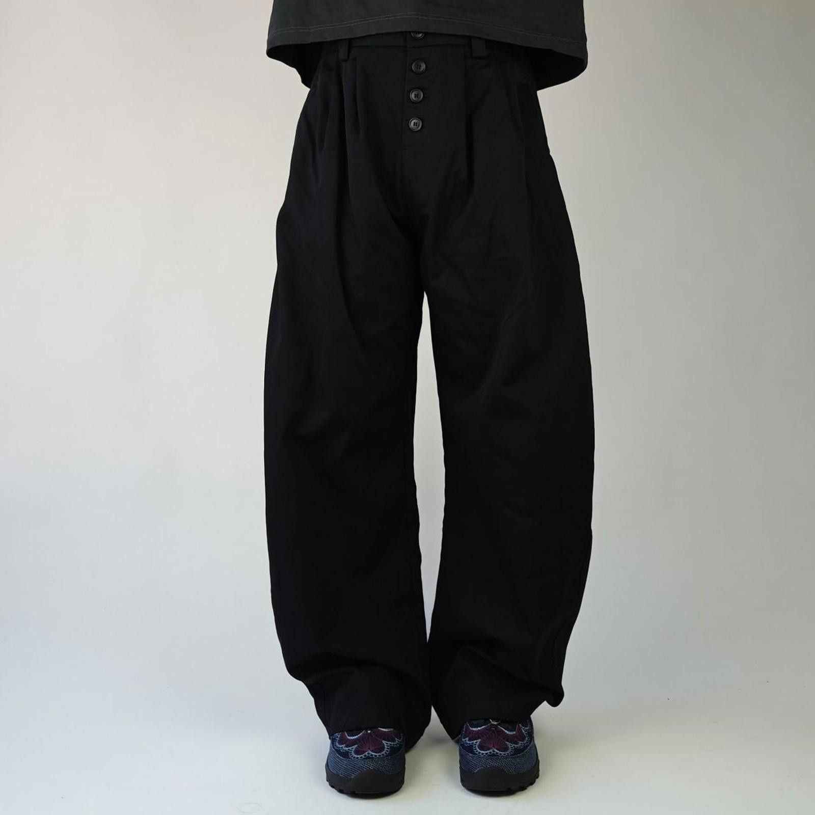 Other Black Wide Leg Button-Up Trousers Size US 34 / EU 50 - 6 Thumbnail
